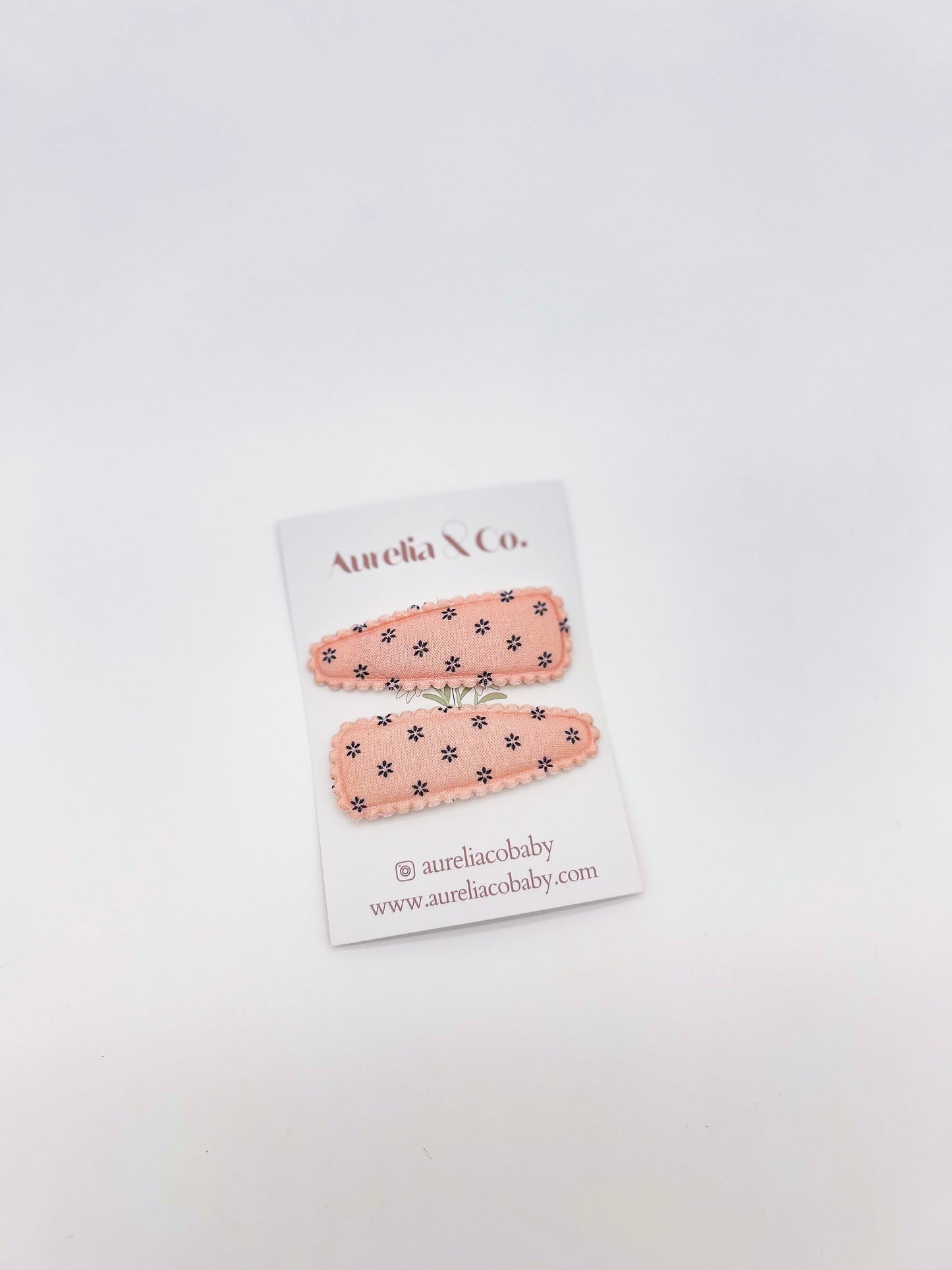 Pink Floral Squared Barettes