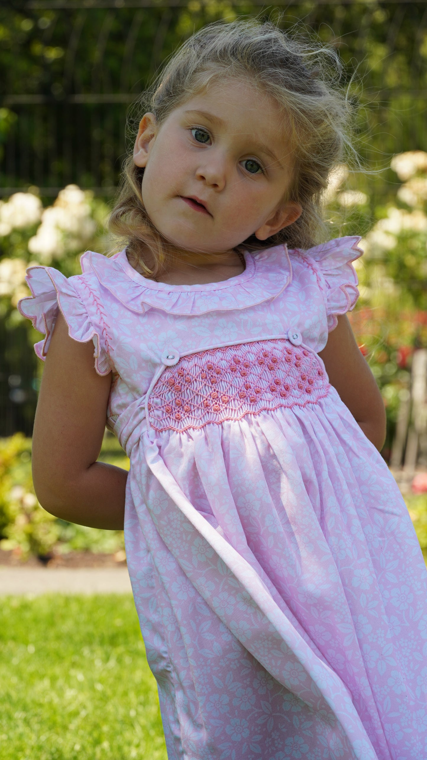 Isla Smocked Flutter Sleeve Dress