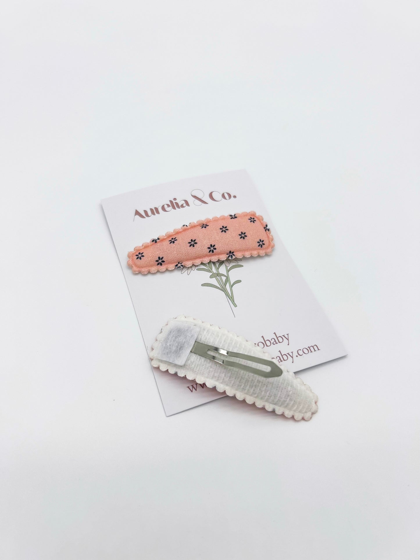 Pink Floral Squared Barettes