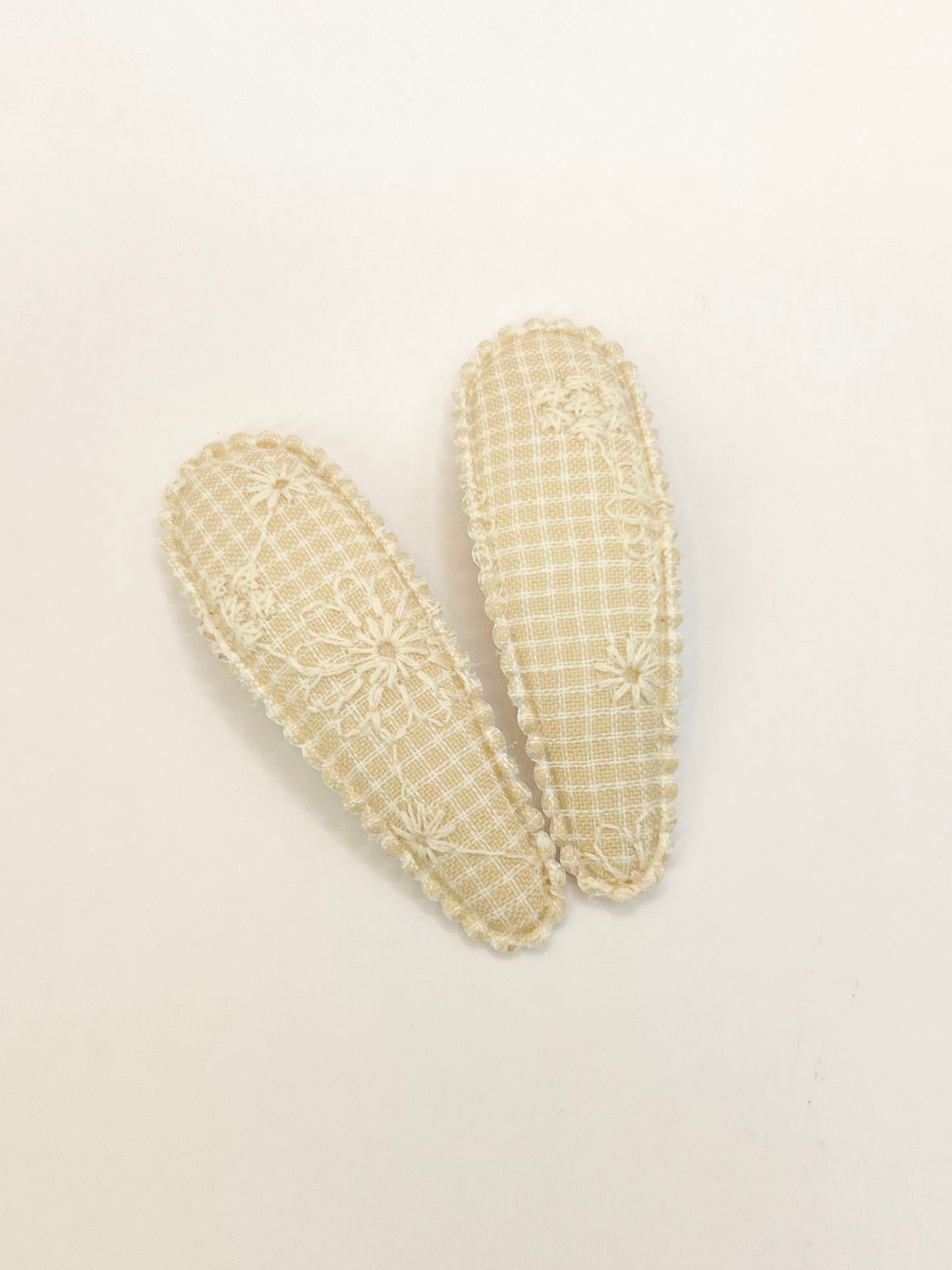 Spring Embroidered Gingham Barrettes