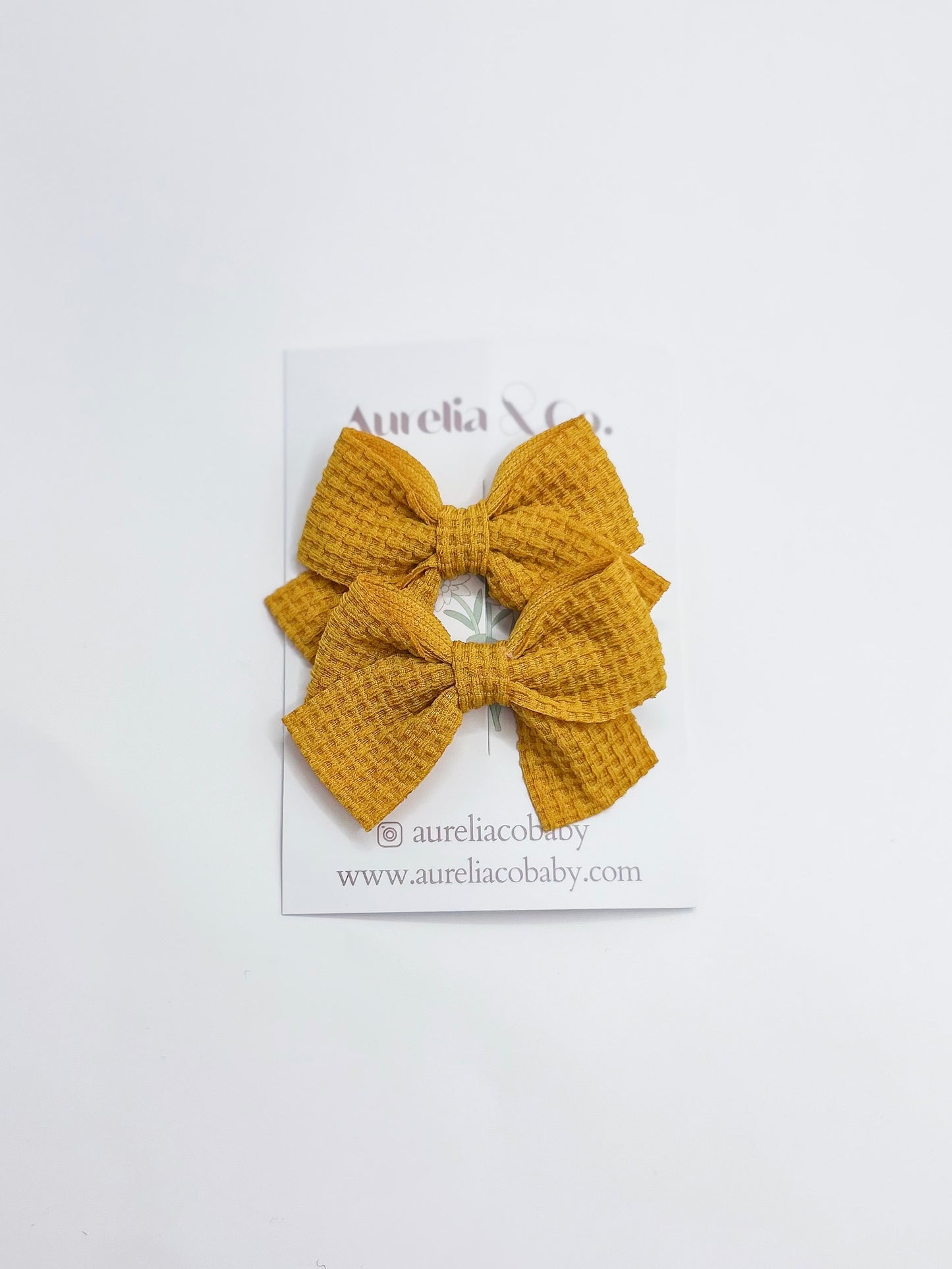Waffle Pigtail  Bow Clips