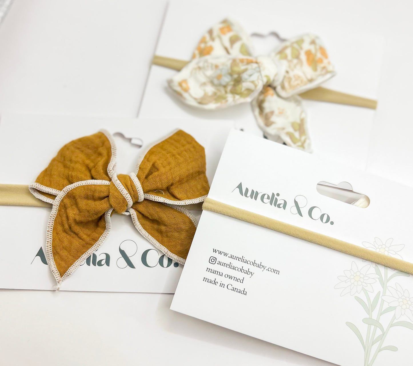 Neutral Floral Muslin Cotton Headbands