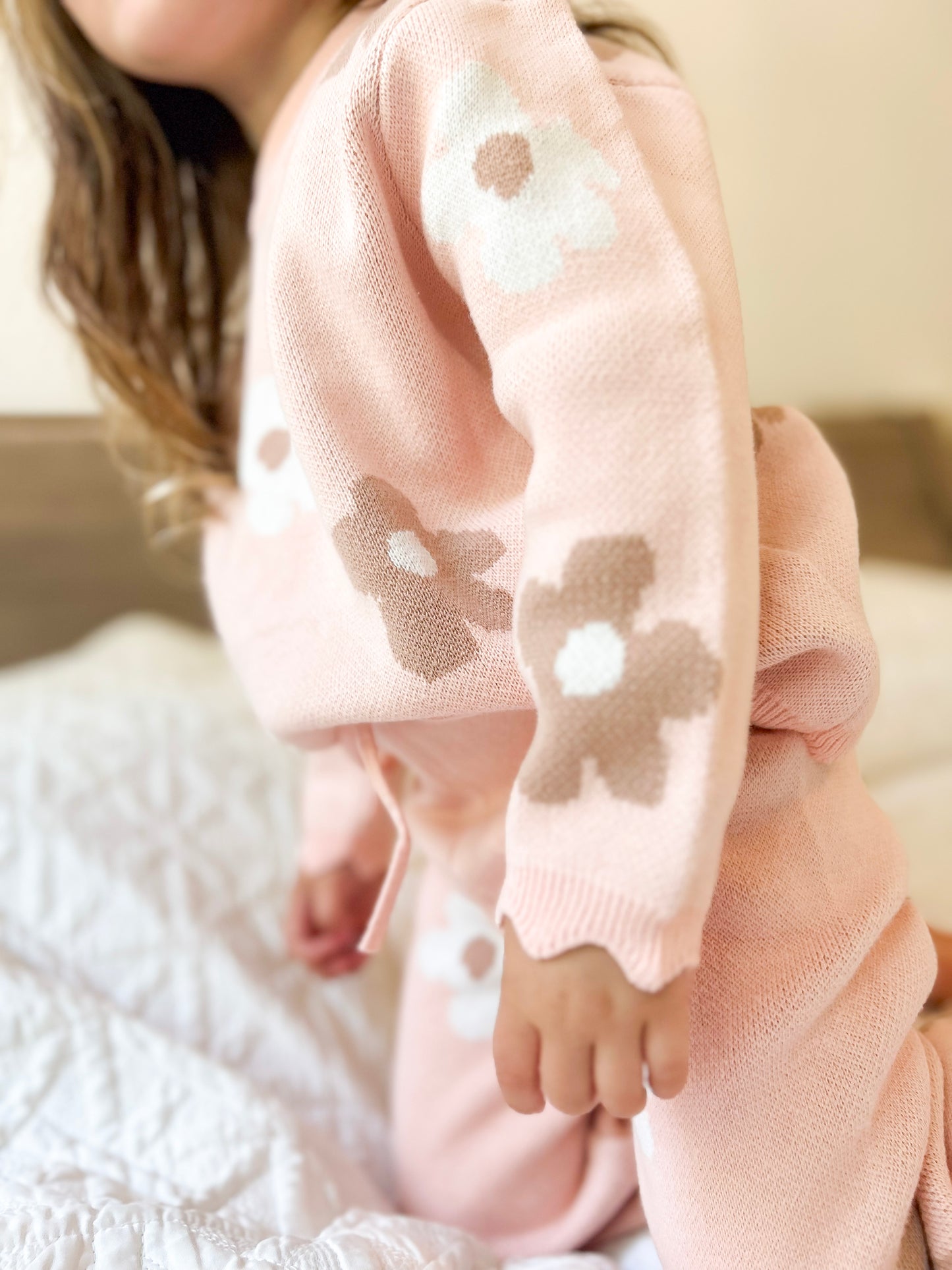 Pink Flower Knit Set