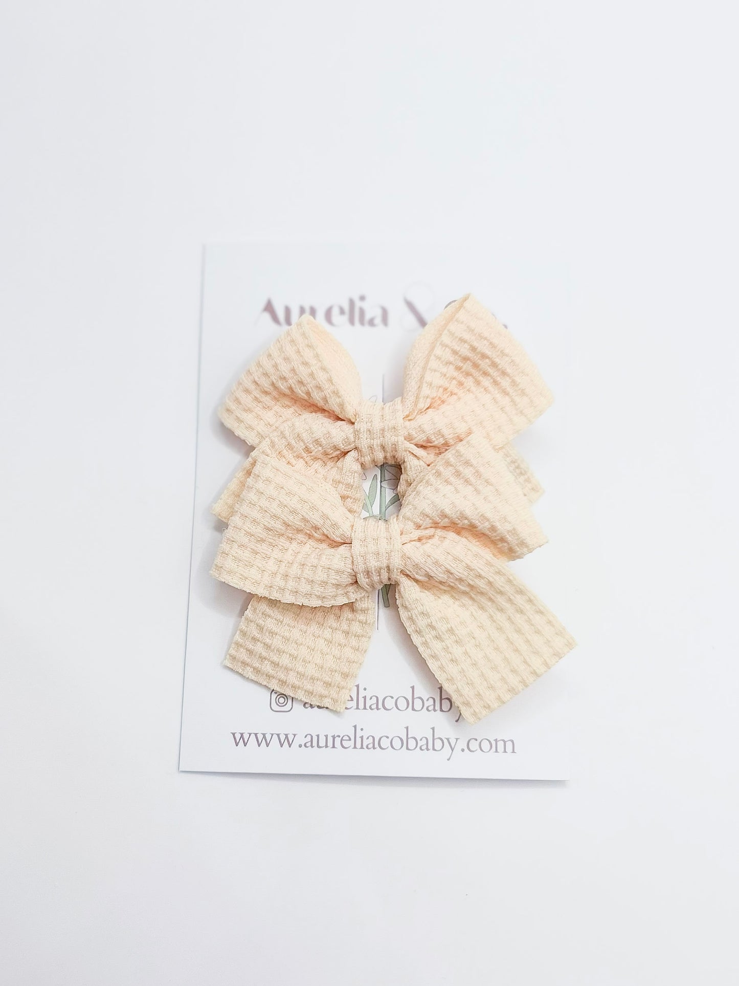 Waffle Pigtail  Bow Clips