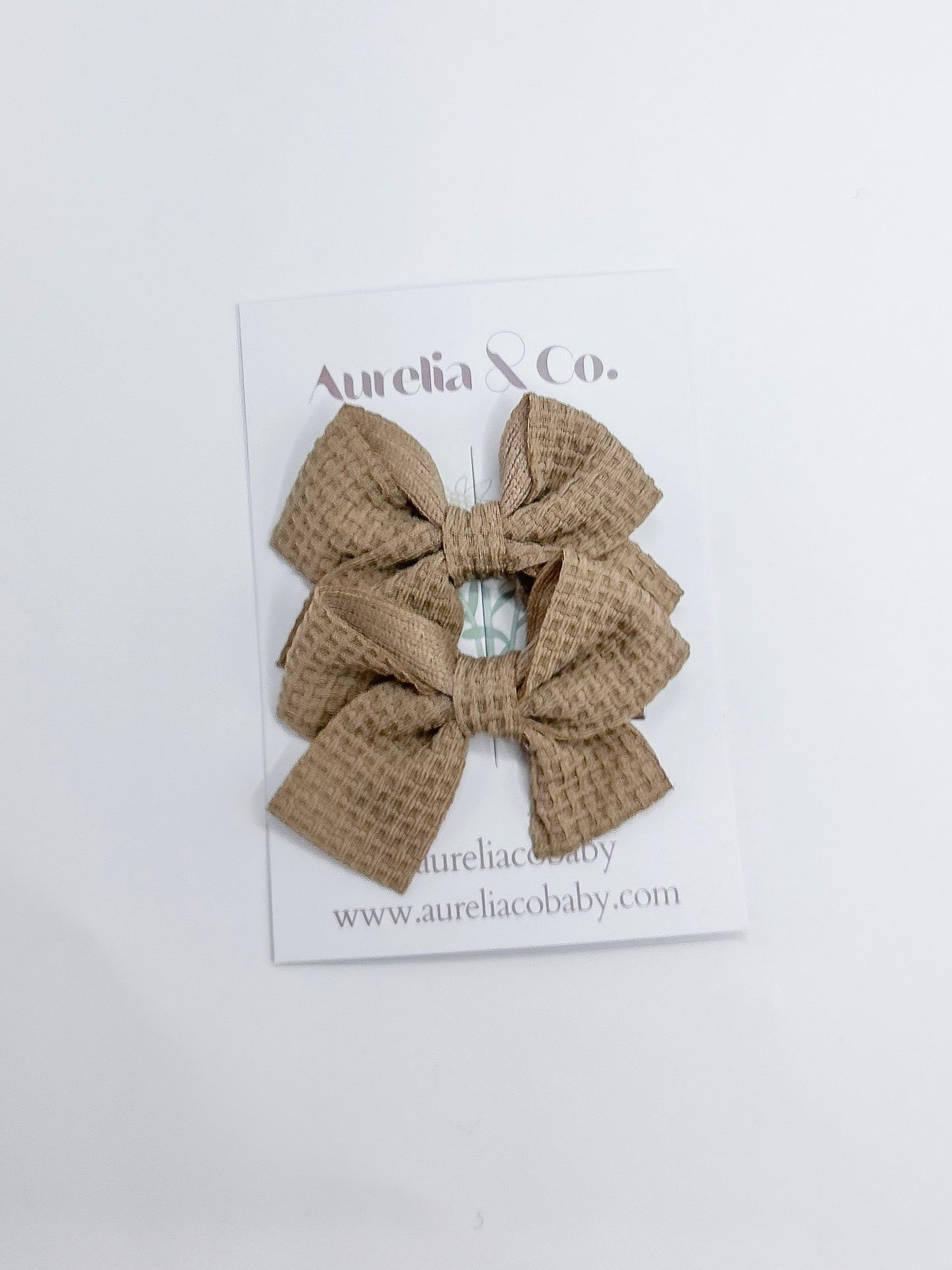 Waffle Pigtail  Bow Clips