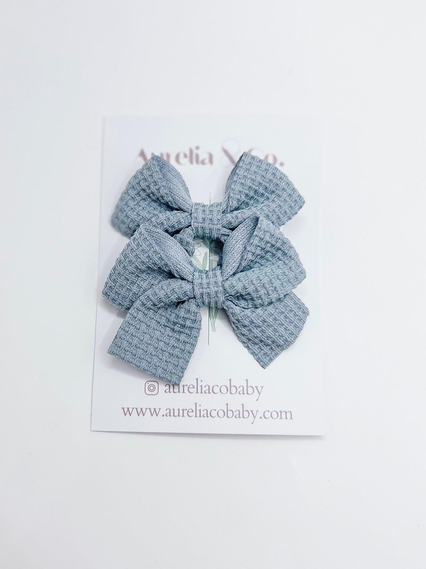 Waffle Pigtail  Bow Clips