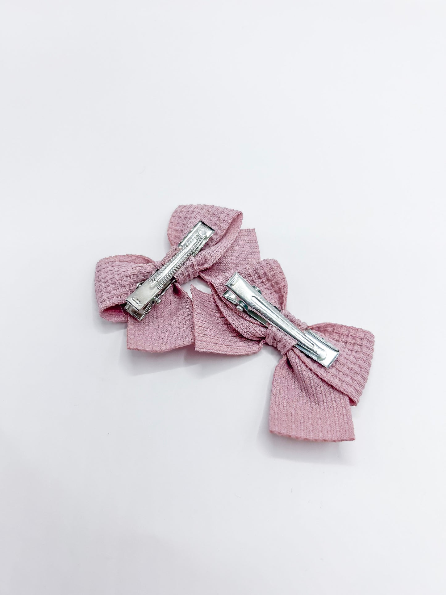 Waffle Pigtail  Bow Clips