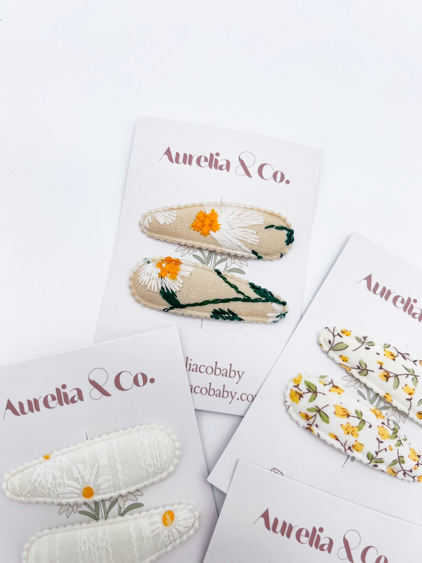 Delicate Spring Floral & Gingham Hair Barrettes