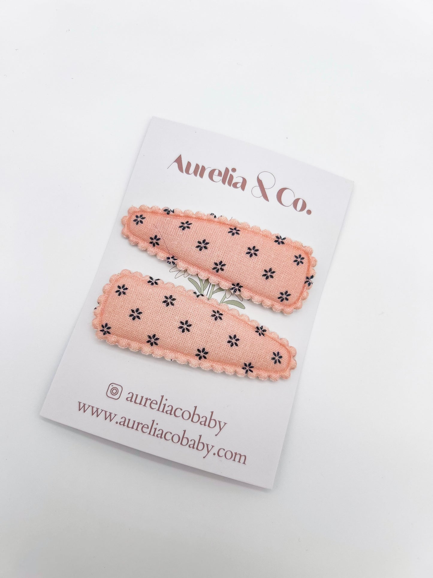 Pink Floral Squared Barettes
