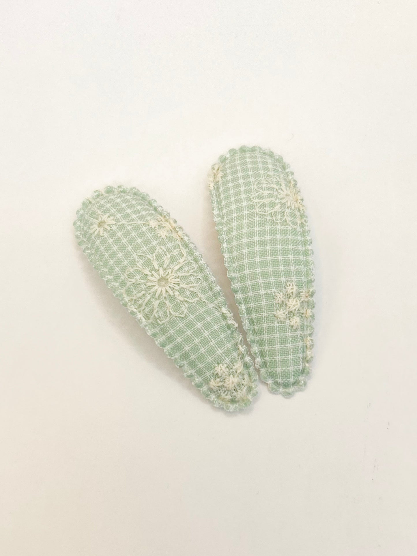 Spring Embroidered Gingham Barrettes