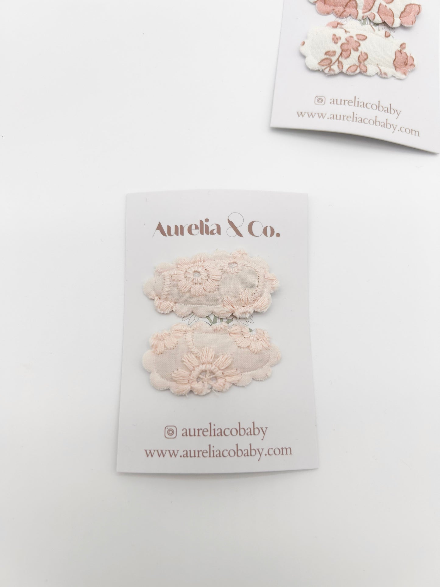 Mini Scalloped Blush Barrettes