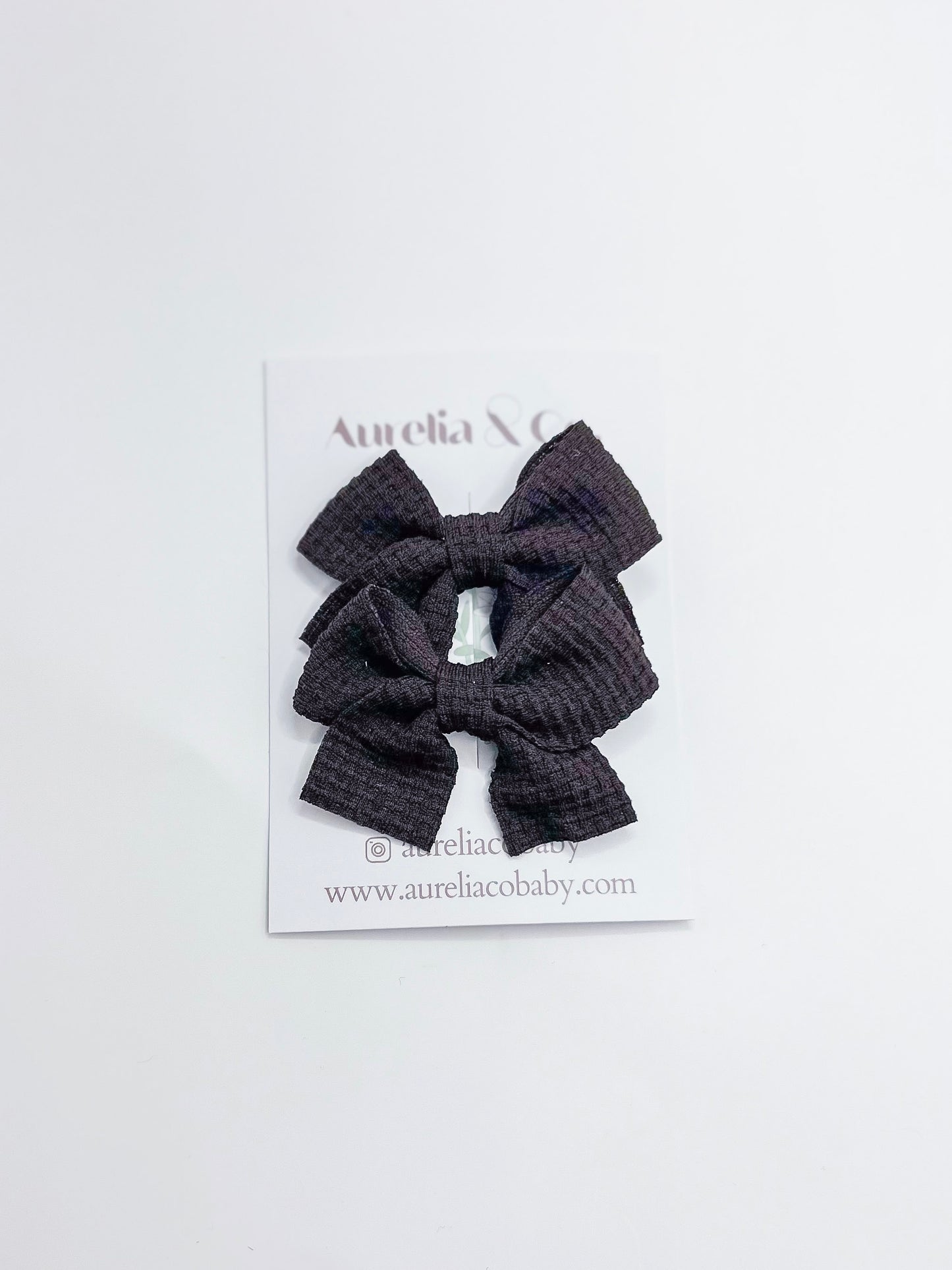 Waffle Pigtail  Bow Clips