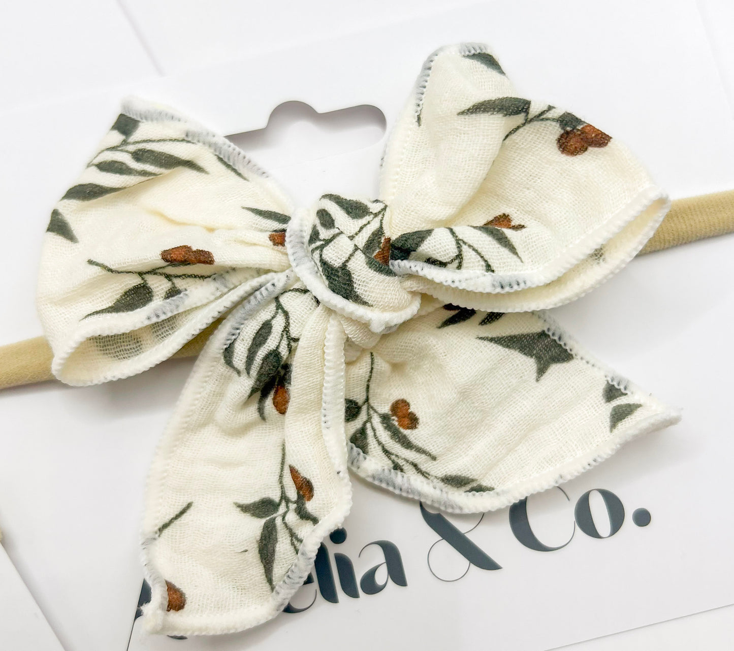 Neutral Floral Muslin Cotton Headbands