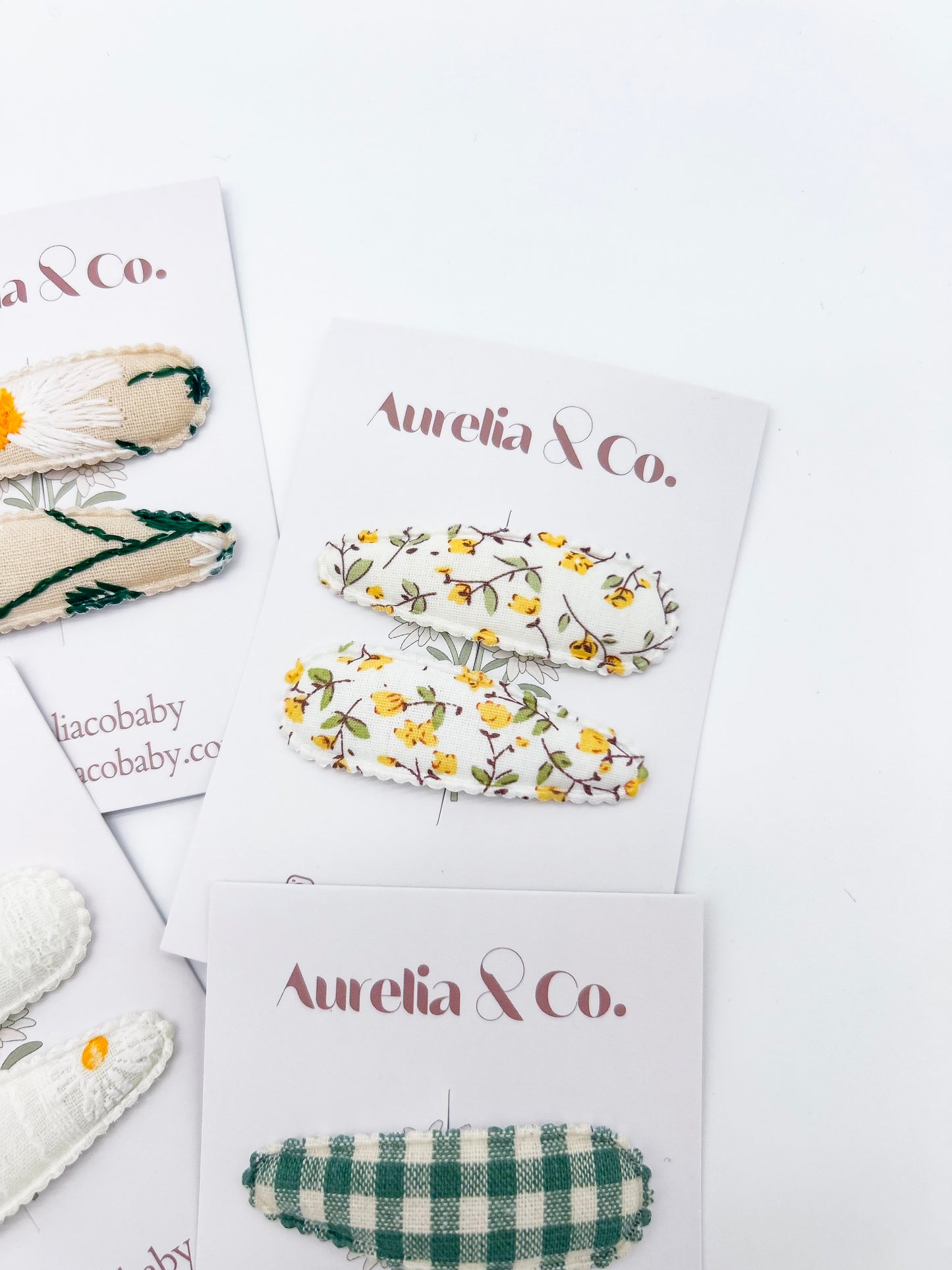 Delicate Spring Floral & Gingham Hair Barrettes