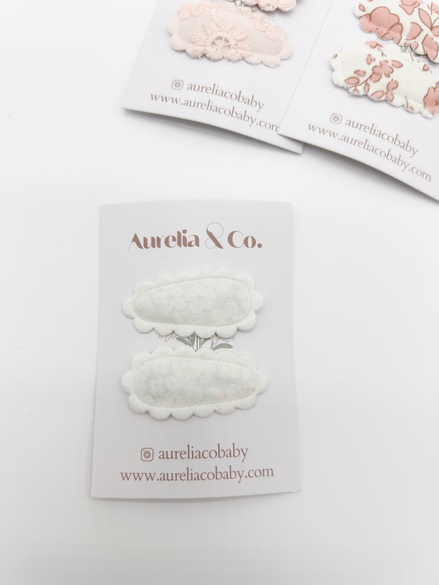 Mini Scalloped Blush Barrettes
