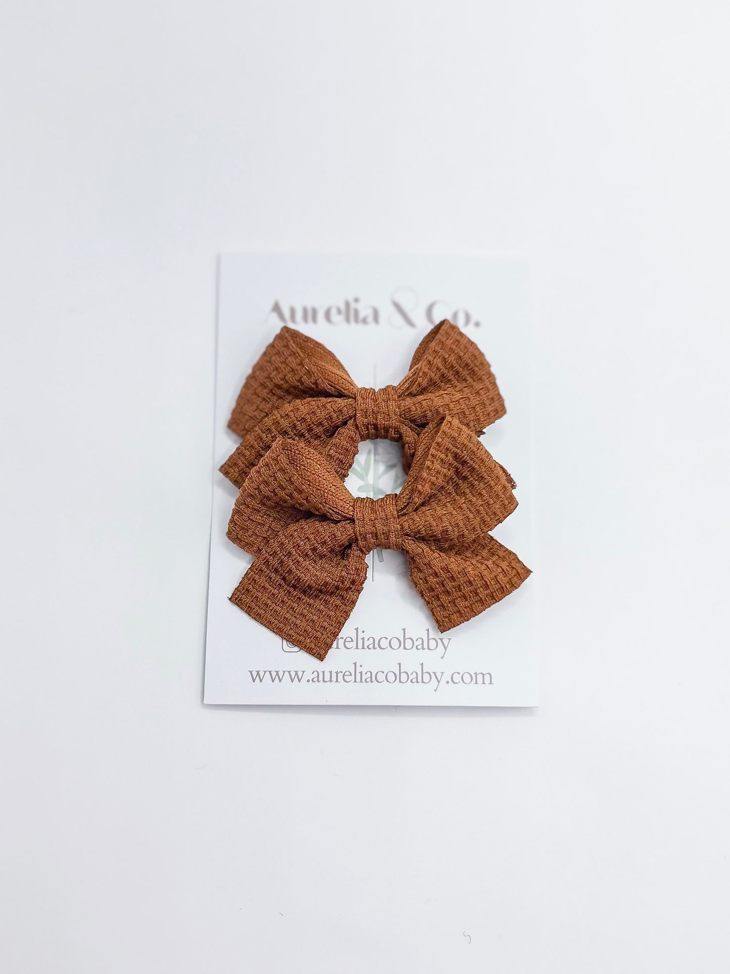 Waffle Pigtail  Bow Clips