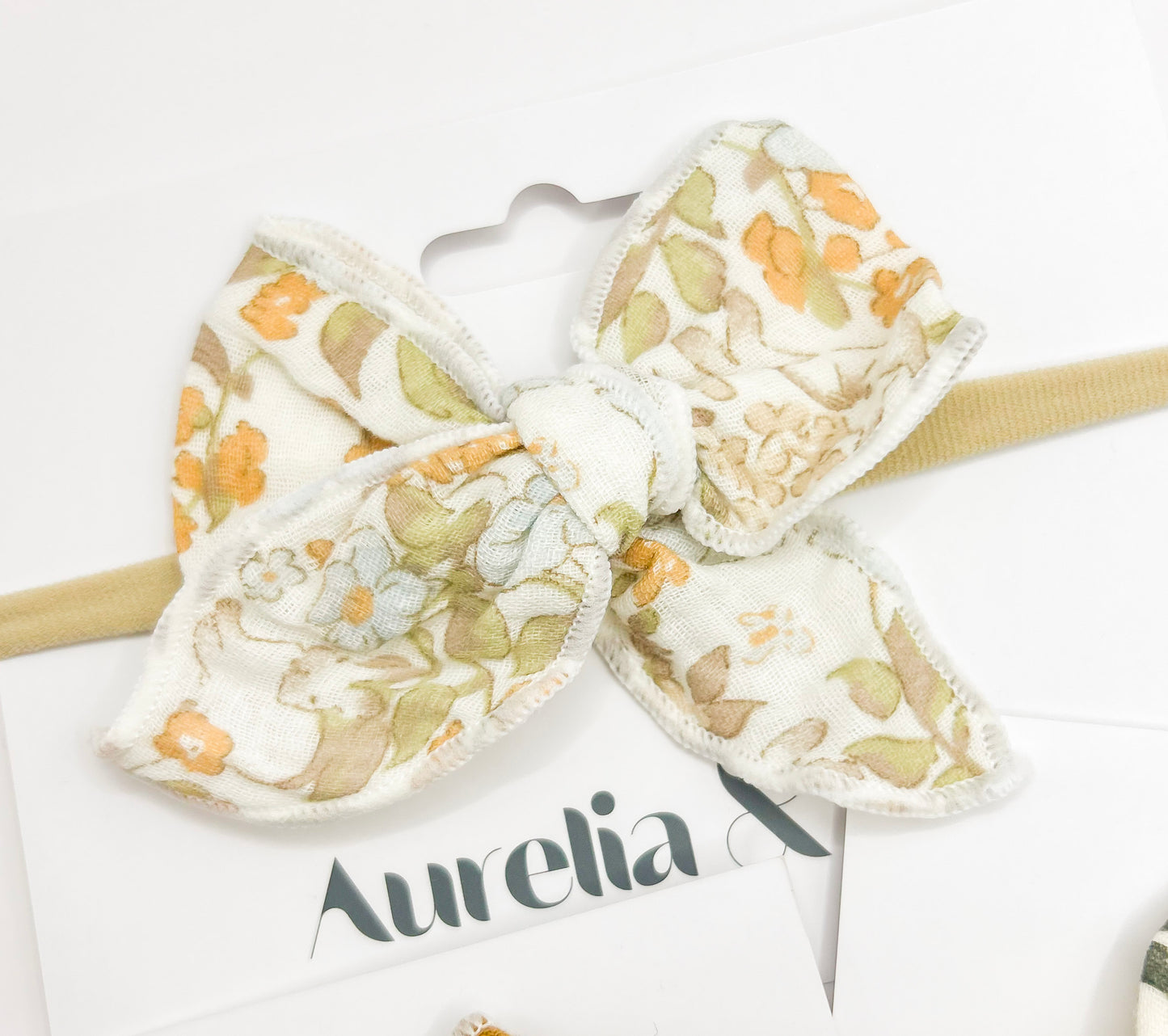 Neutral Floral Muslin Cotton Headbands