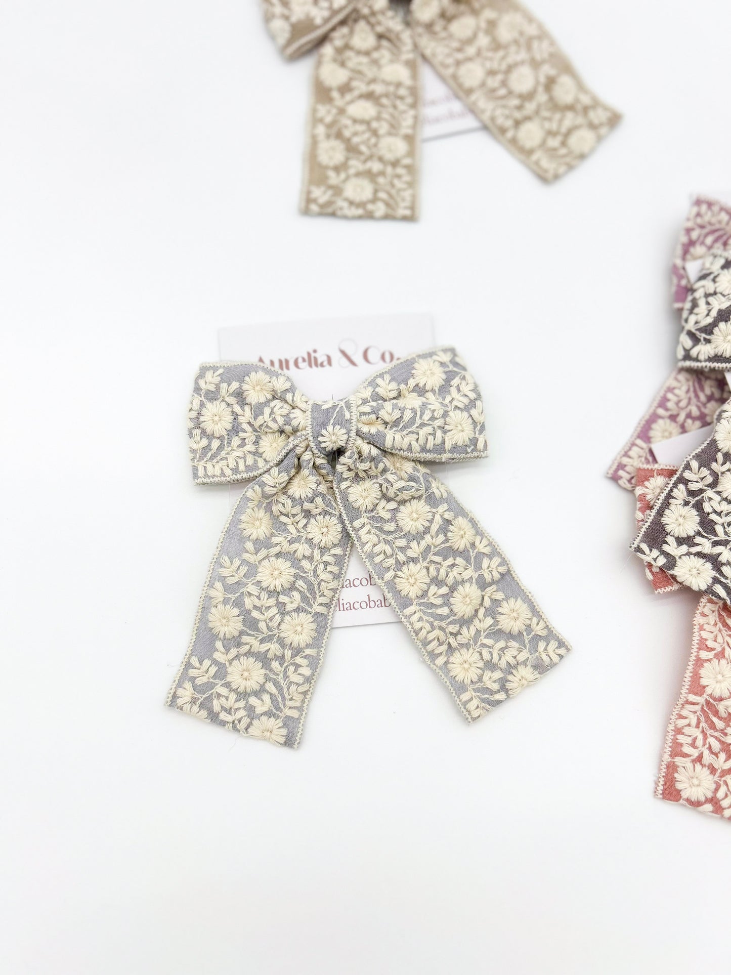 Vintage Floral Embroidered Lace Bow