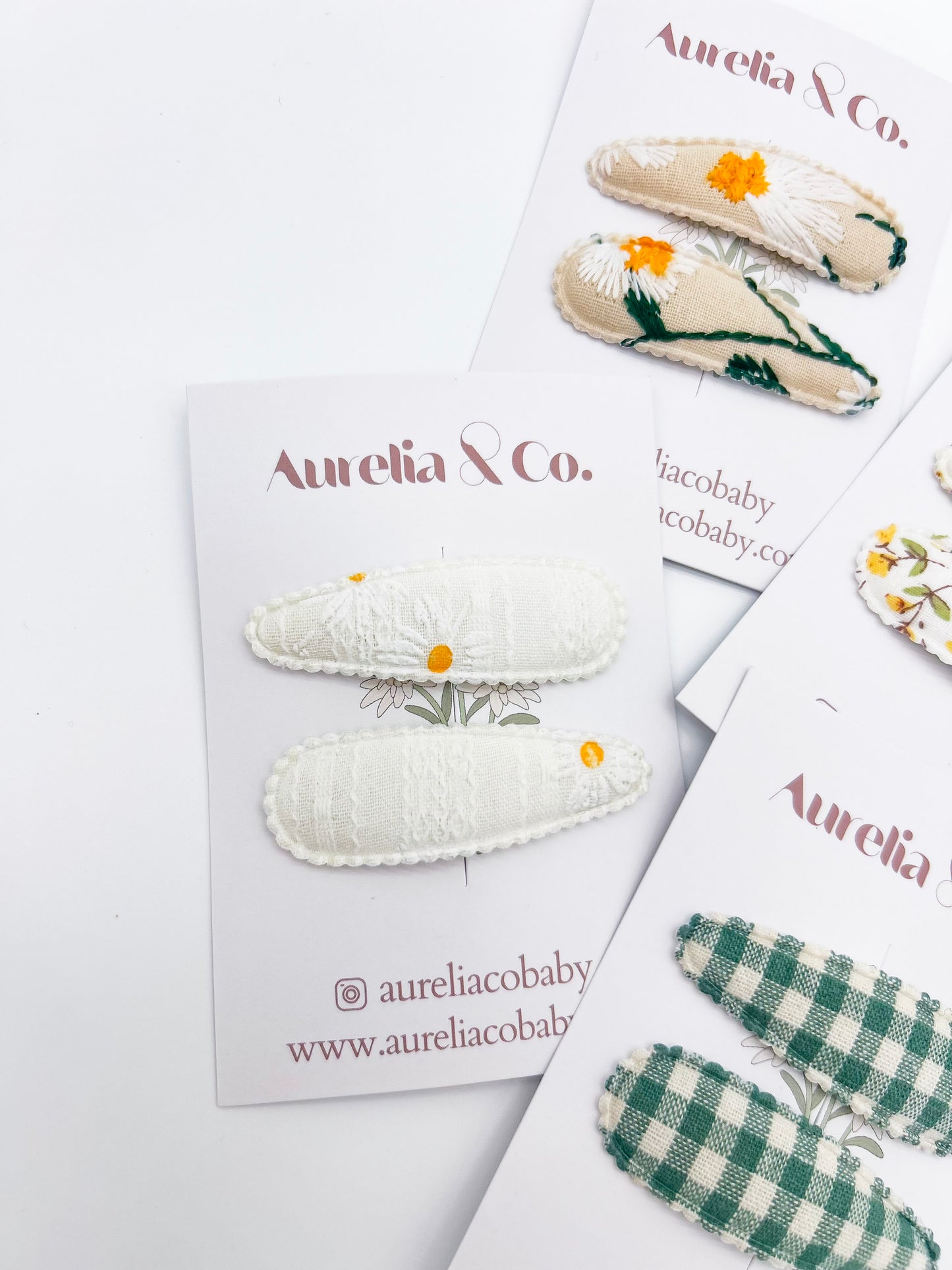 Delicate Spring Floral & Gingham Hair Barrettes