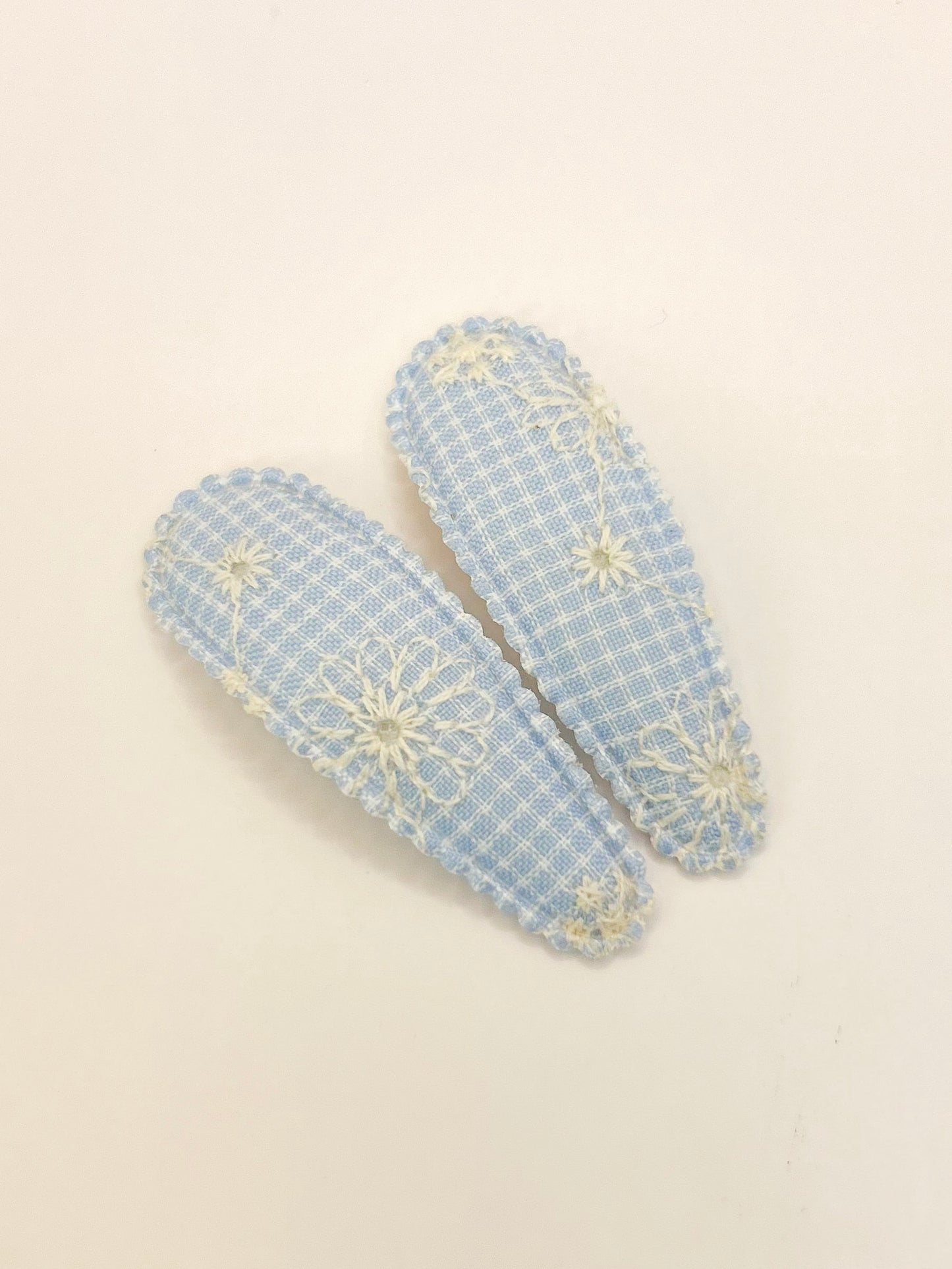 Spring Embroidered Gingham Barrettes