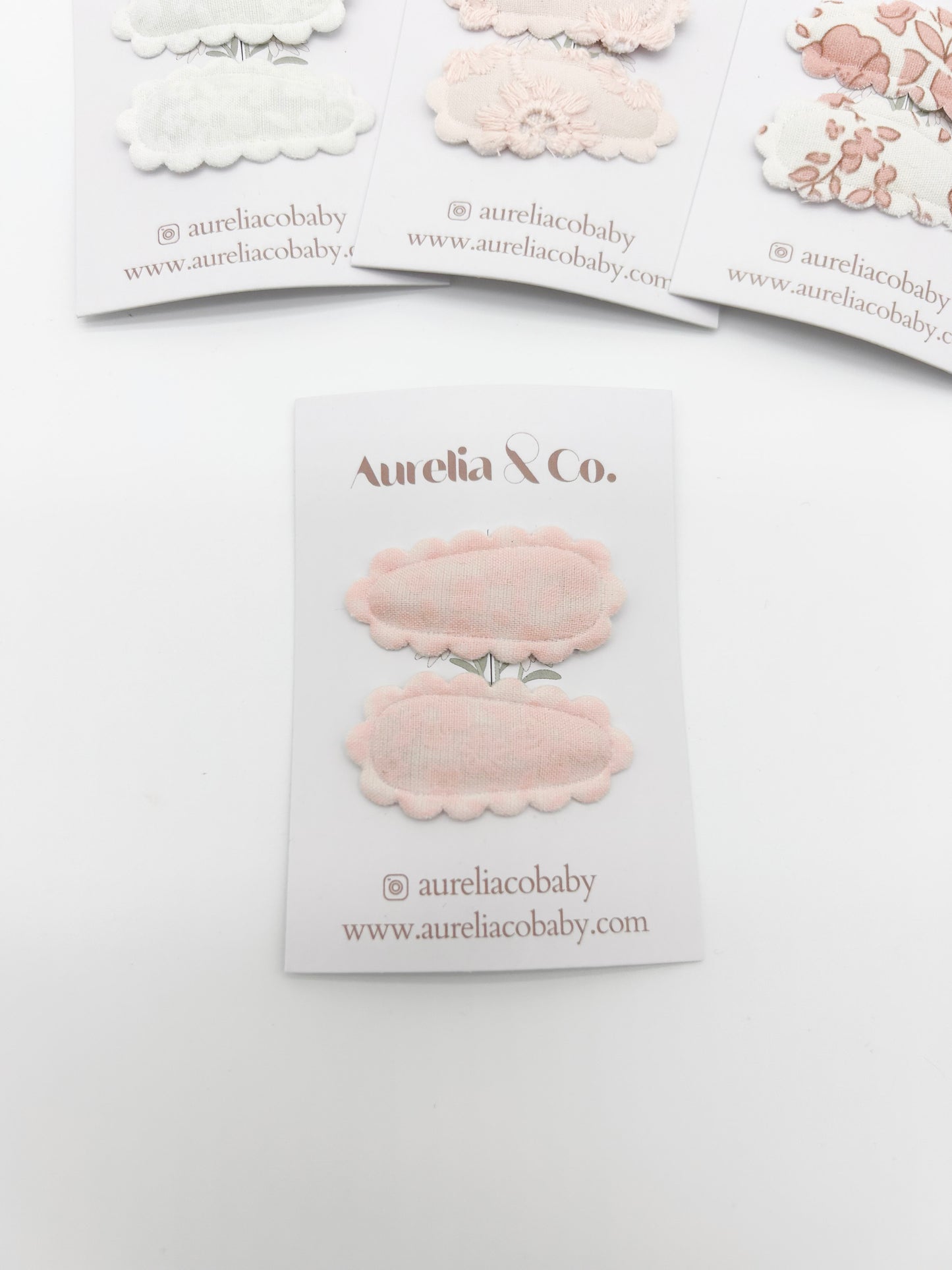 Mini Scalloped Blush Barrettes