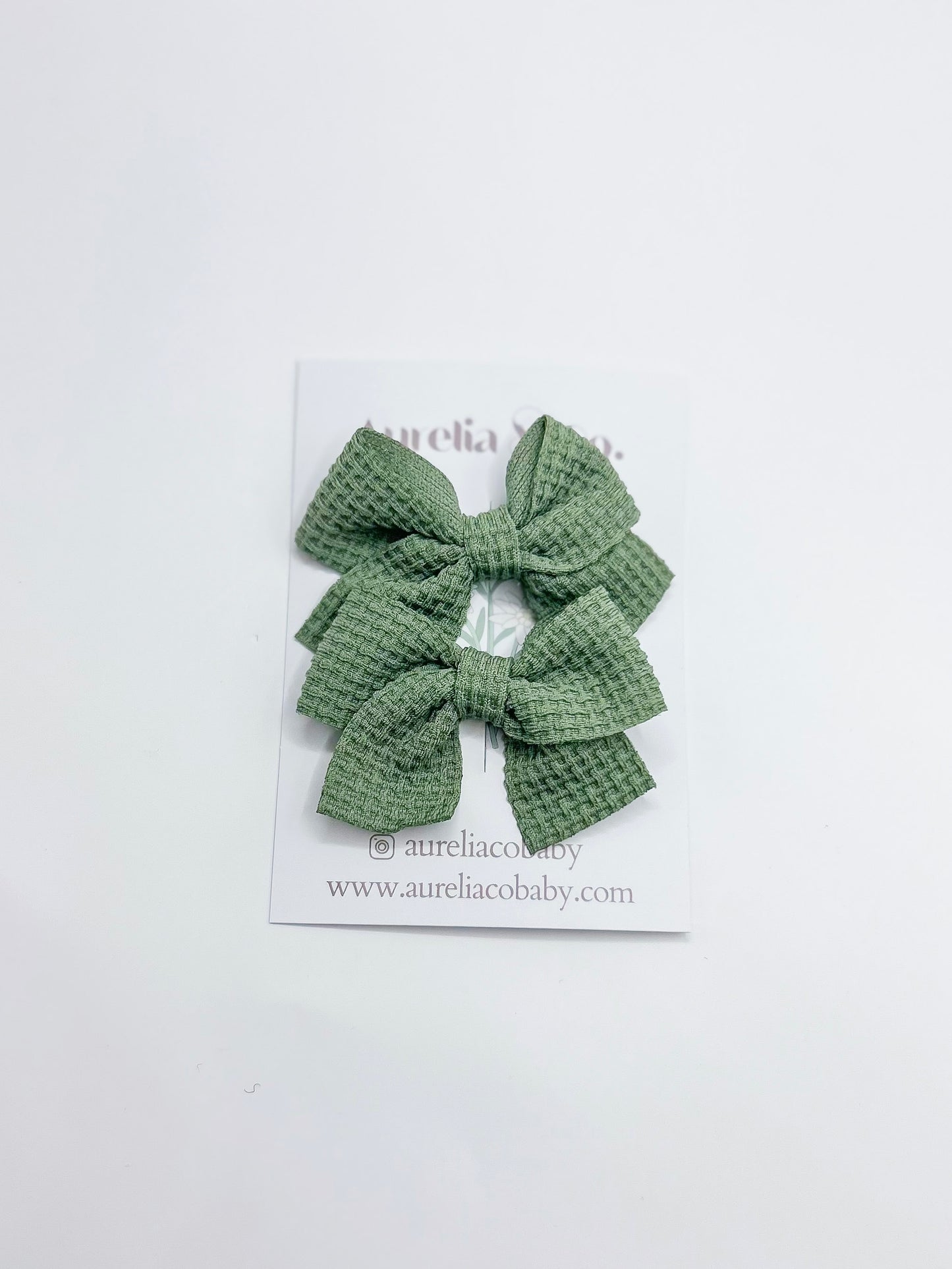 Waffle Pigtail  Bow Clips