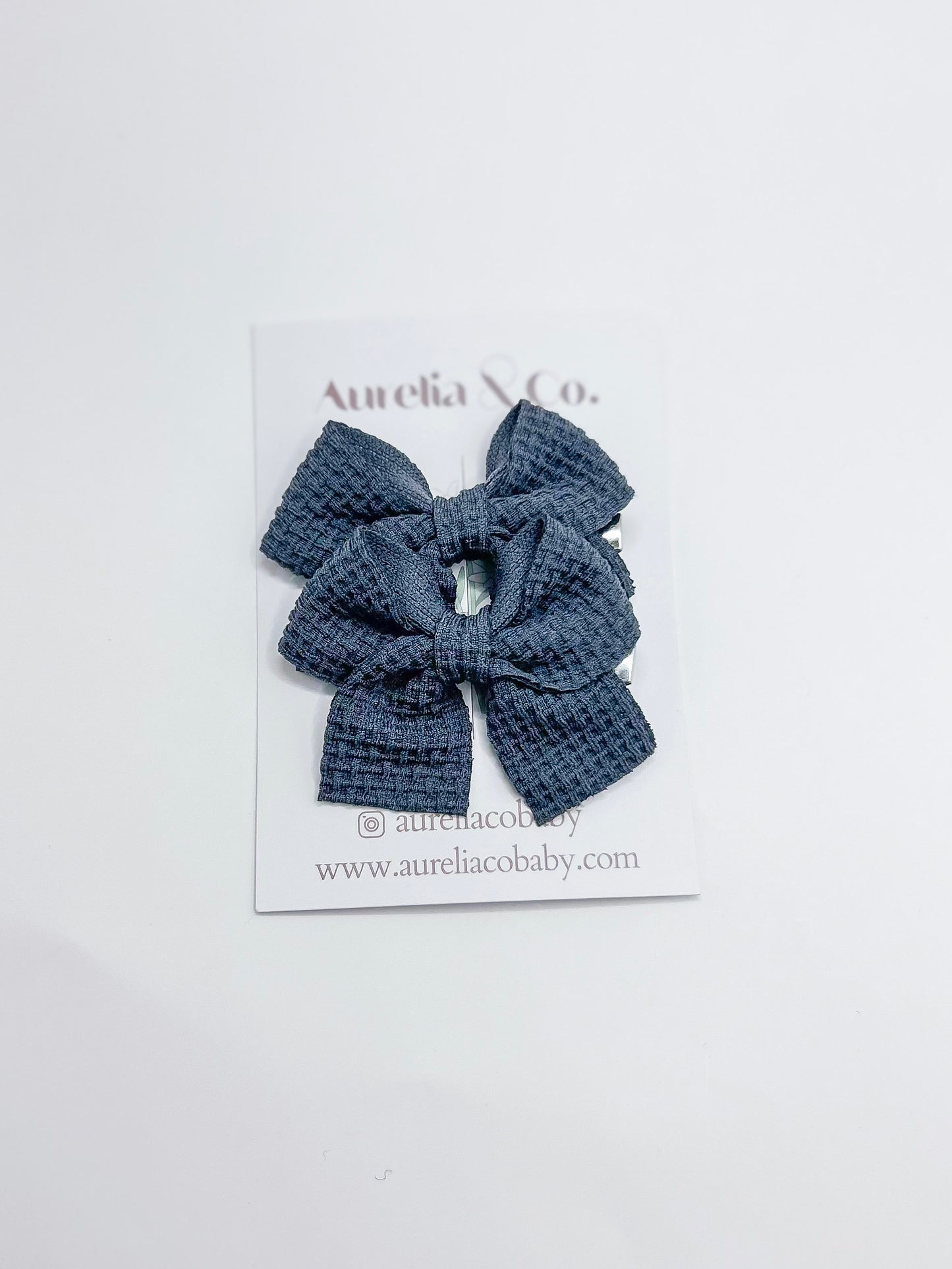 Waffle Pigtail  Bow Clips