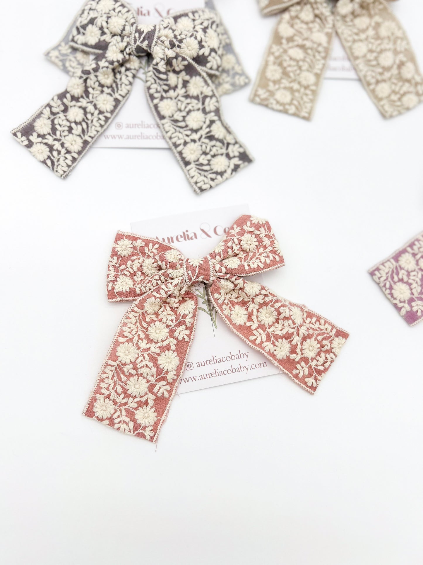 Vintage Floral Embroidered Lace Bow