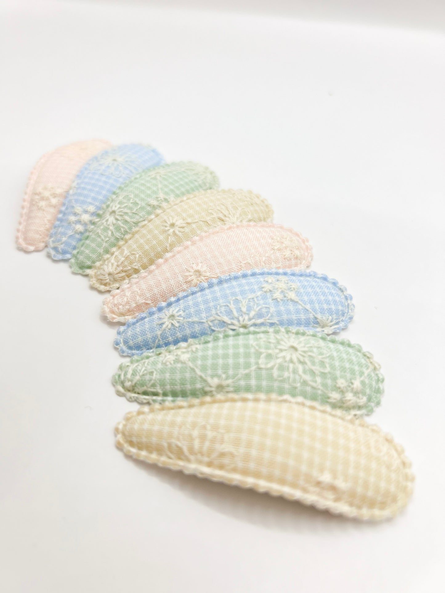 Spring Embroidered Gingham Barrettes