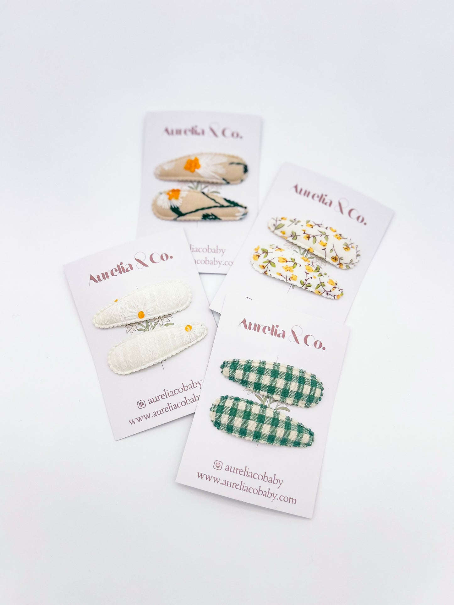 Delicate Spring Floral & Gingham Hair Barrettes