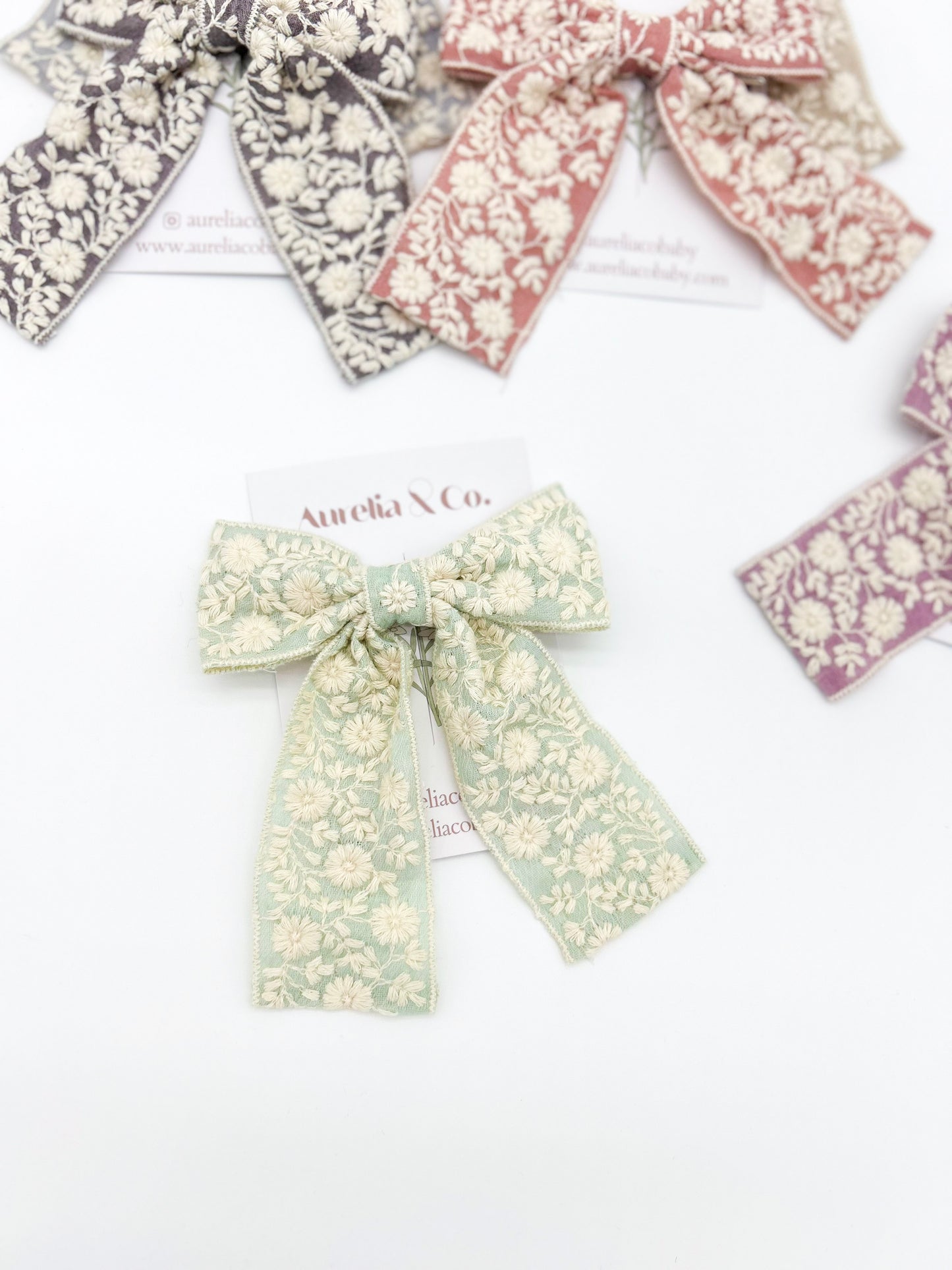 Vintage Floral Embroidered Lace Bow