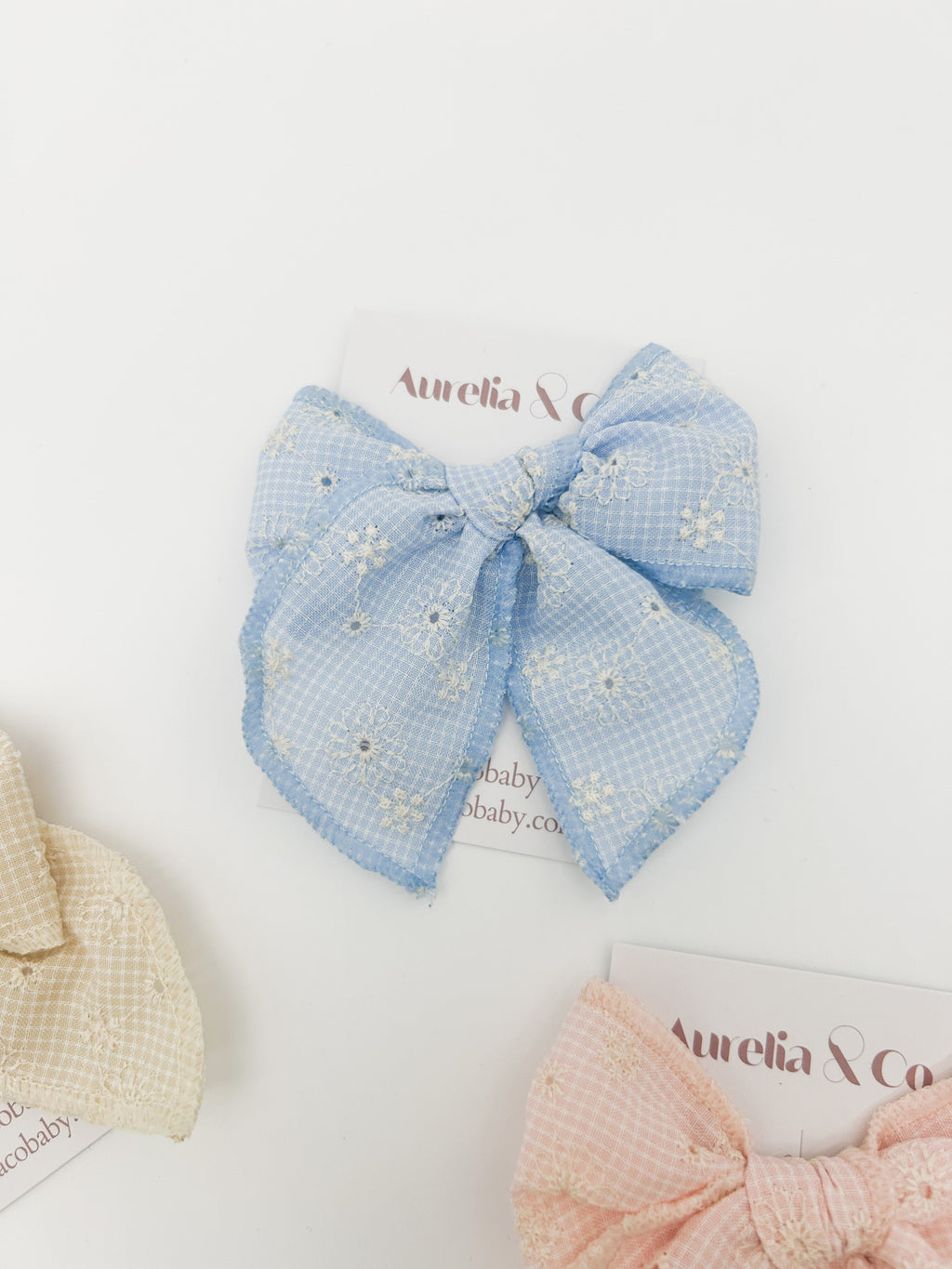 Spring Embroidered Hair Bow