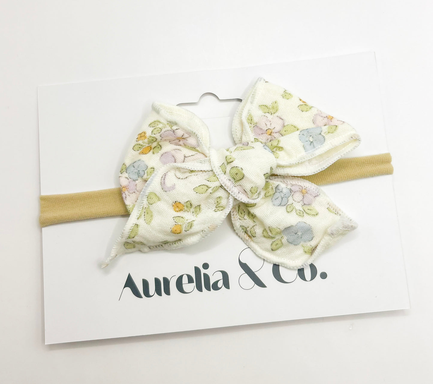 Neutral Floral Muslin Cotton Headbands