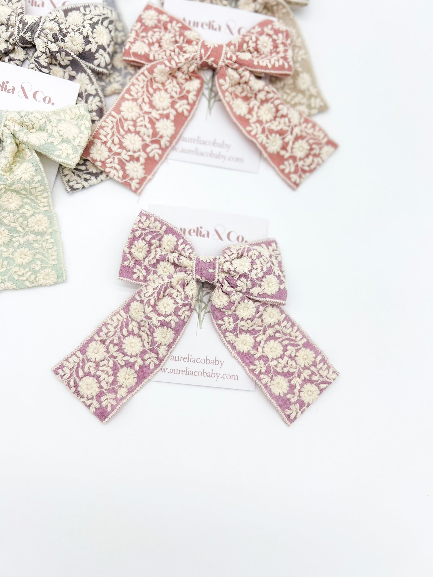 Vintage Floral Embroidered Lace Bow