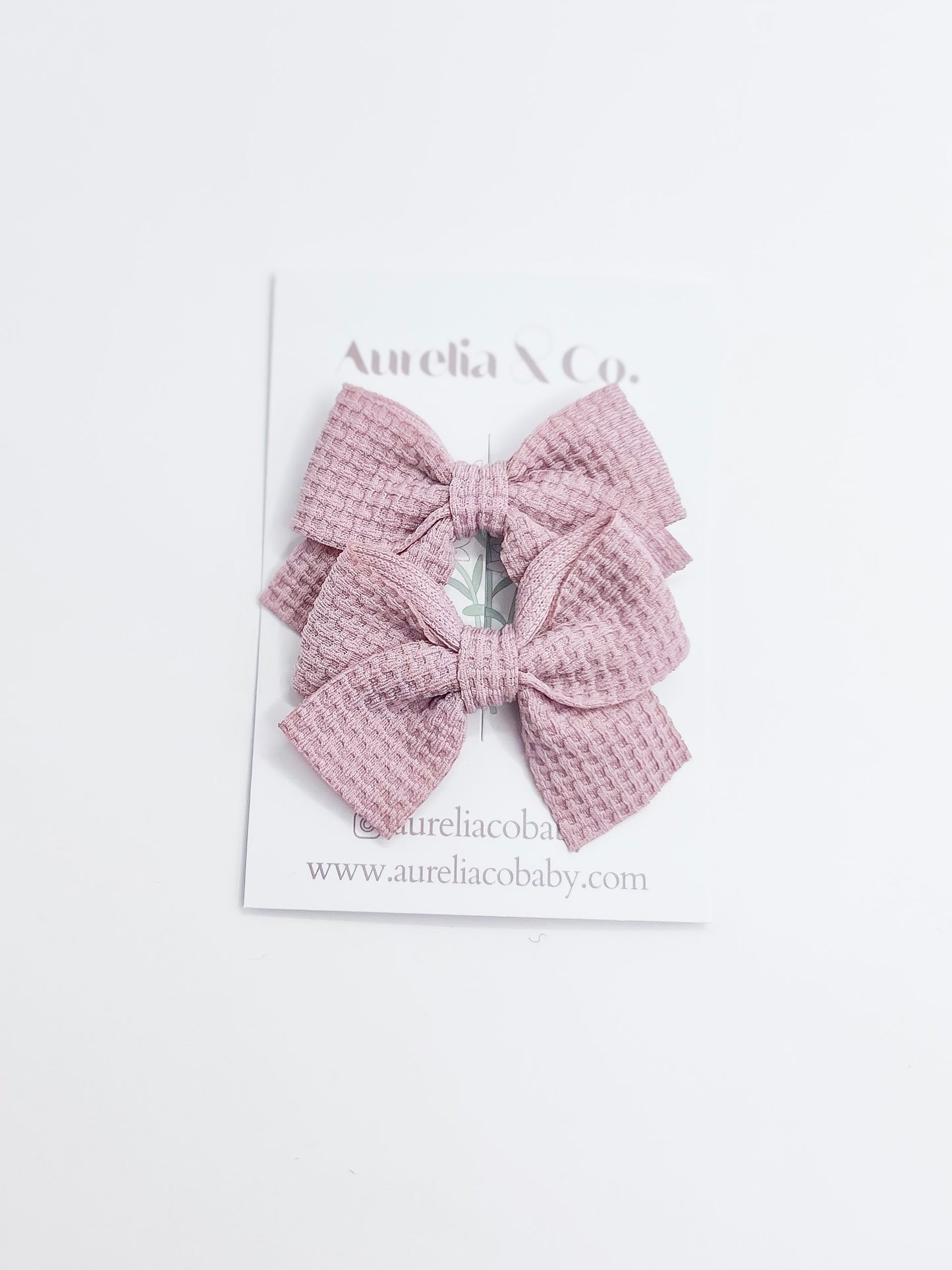 Waffle Pigtail  Bow Clips