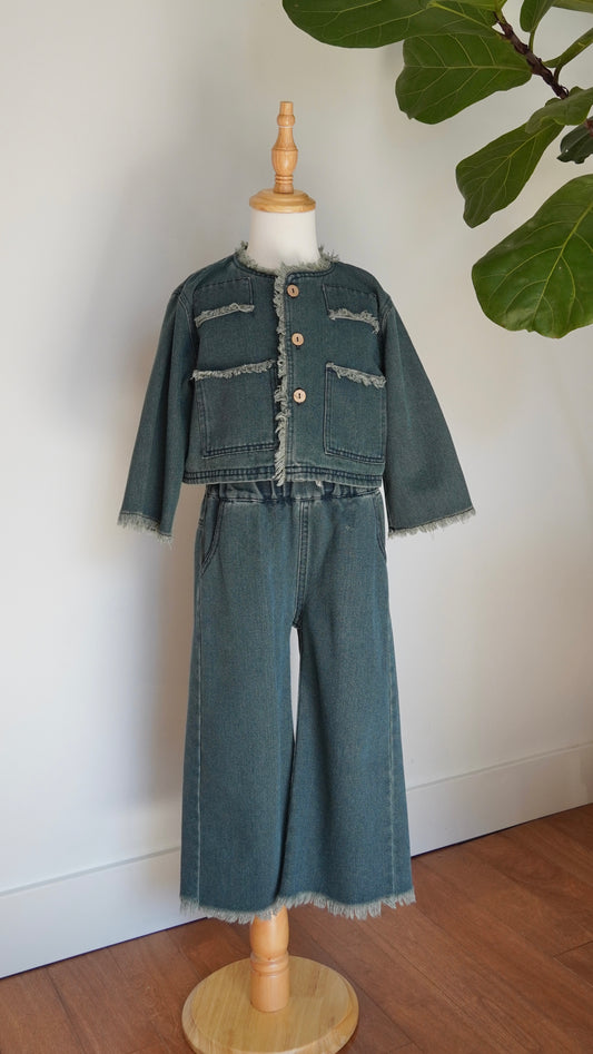 Sage Raw Edge Denim Set