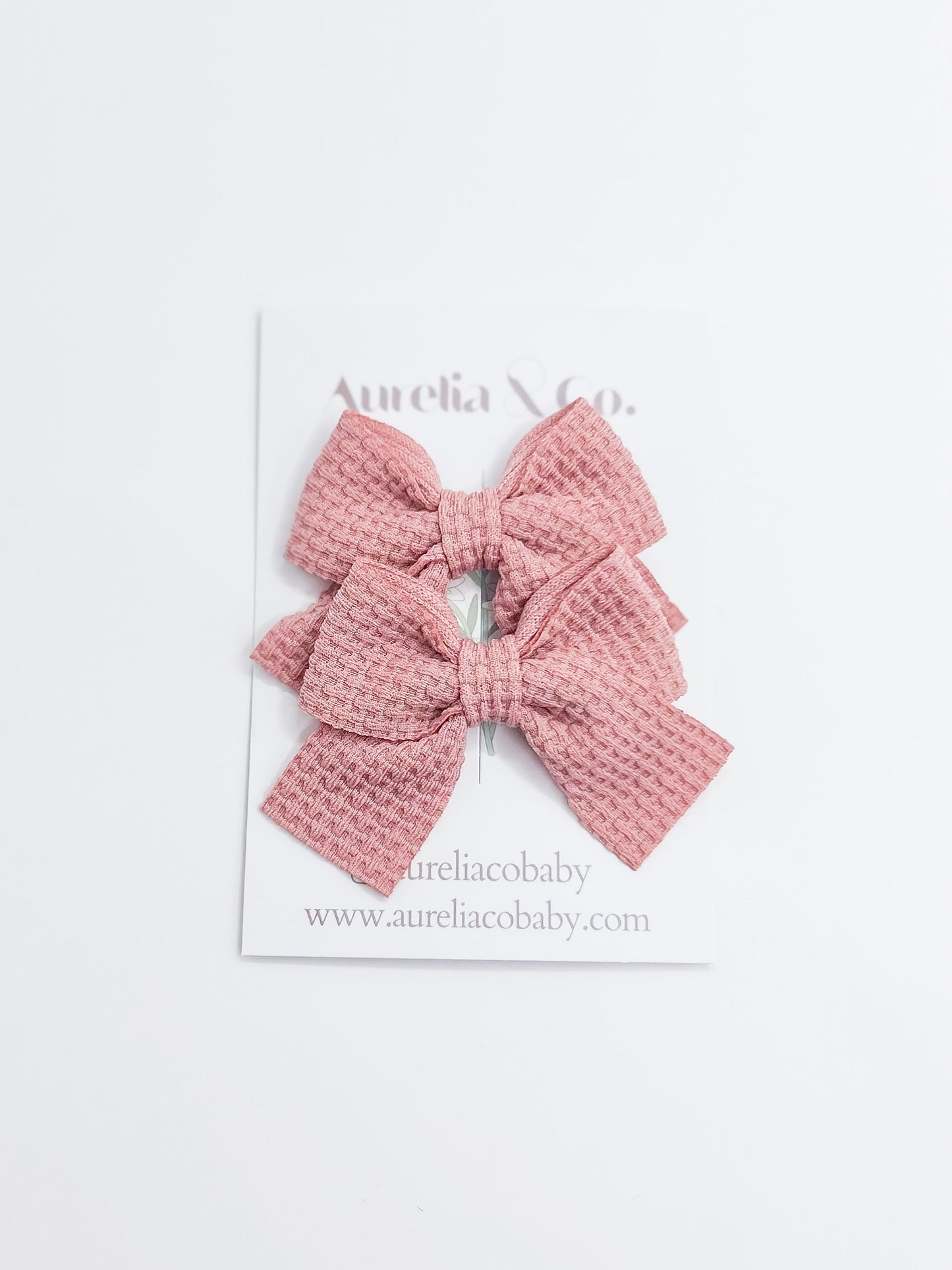 Waffle Pigtail  Bow Clips