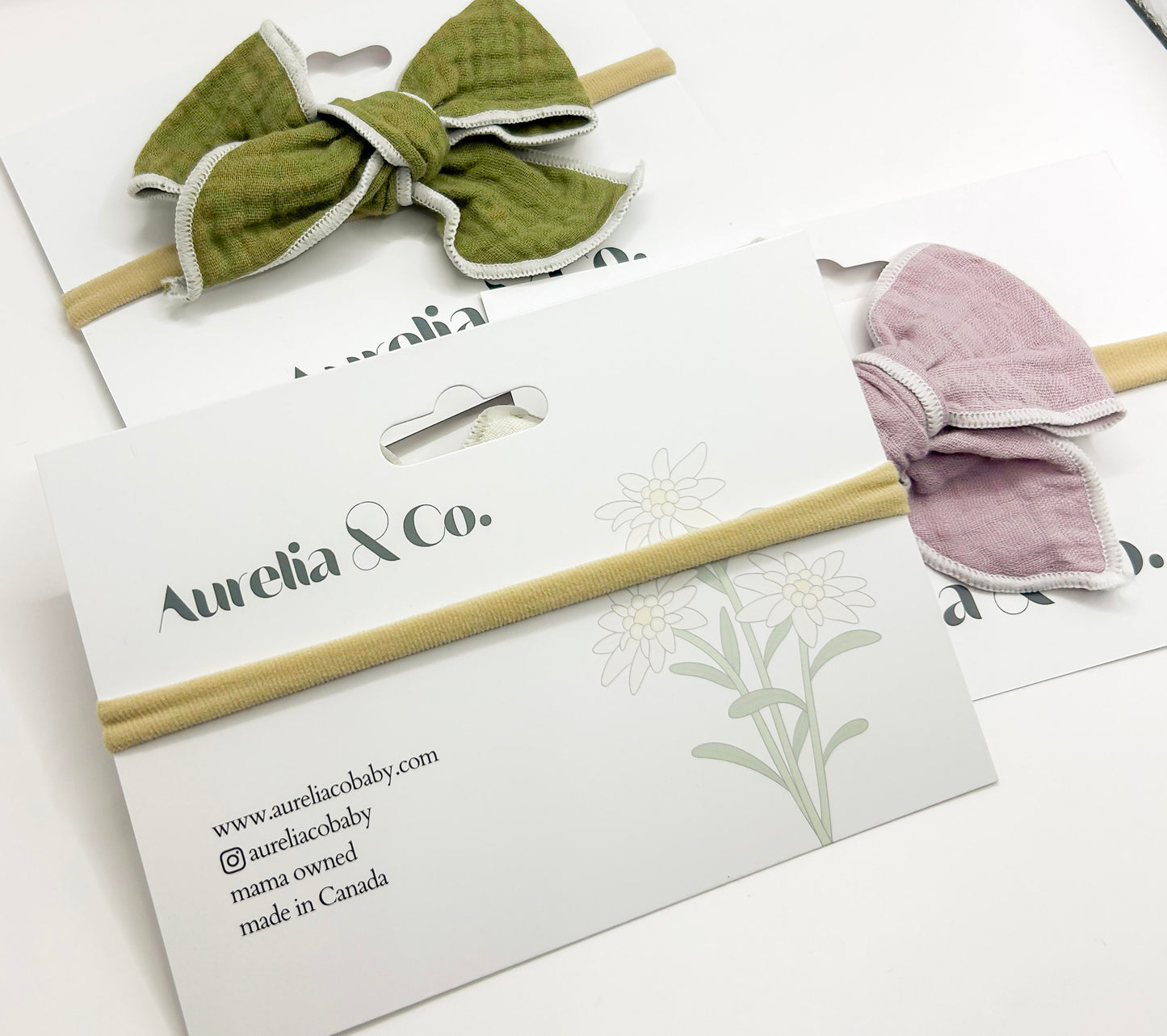 Neutral Floral Muslin Cotton Headbands