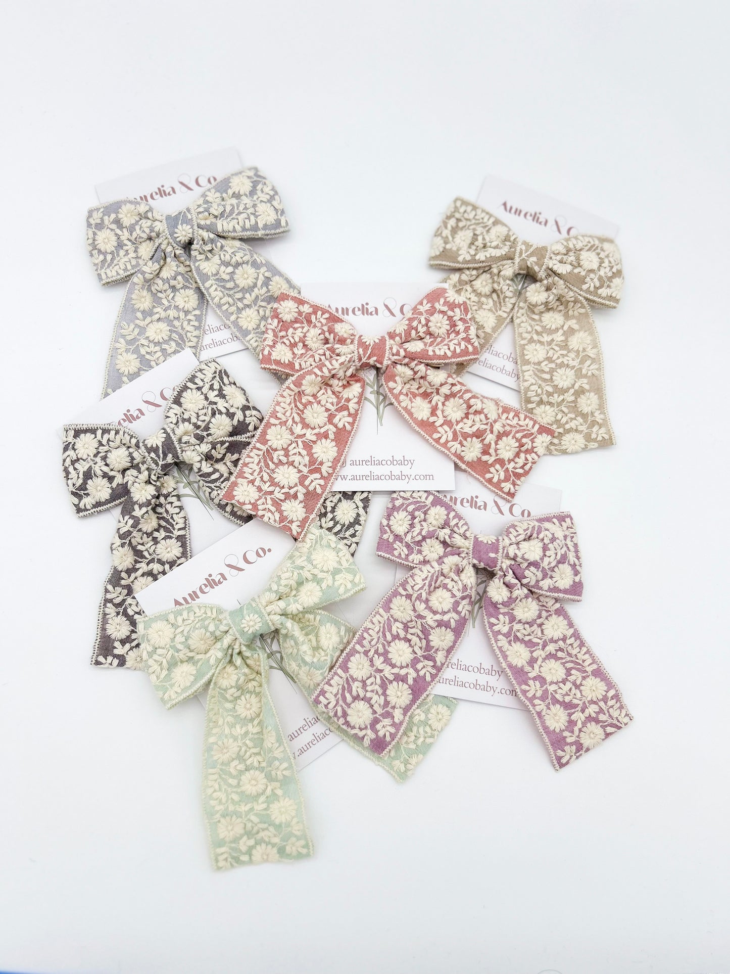 Vintage Floral Embroidered Lace Bow