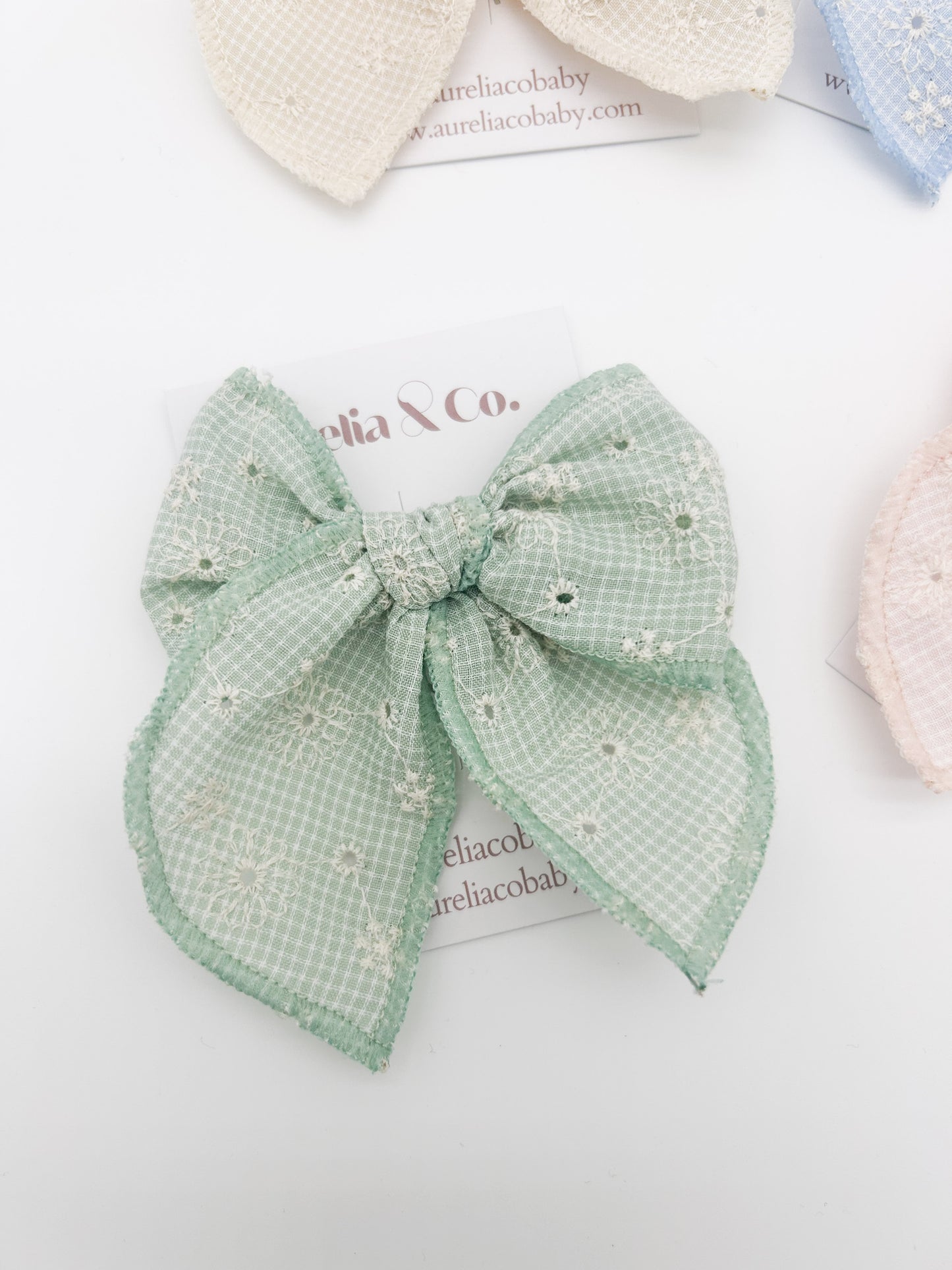 Spring Embroidered Hair Bow