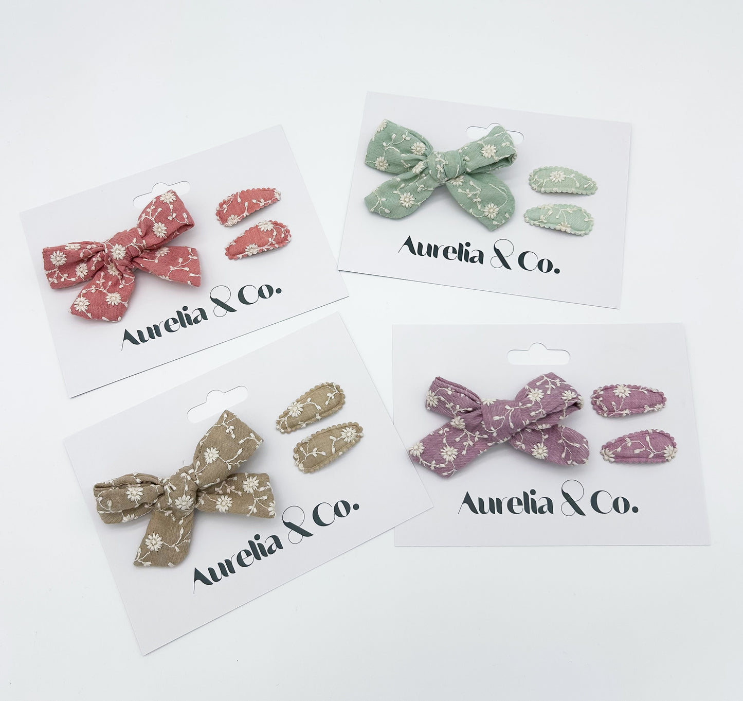 Embroidered Bow & Mini Clip Set