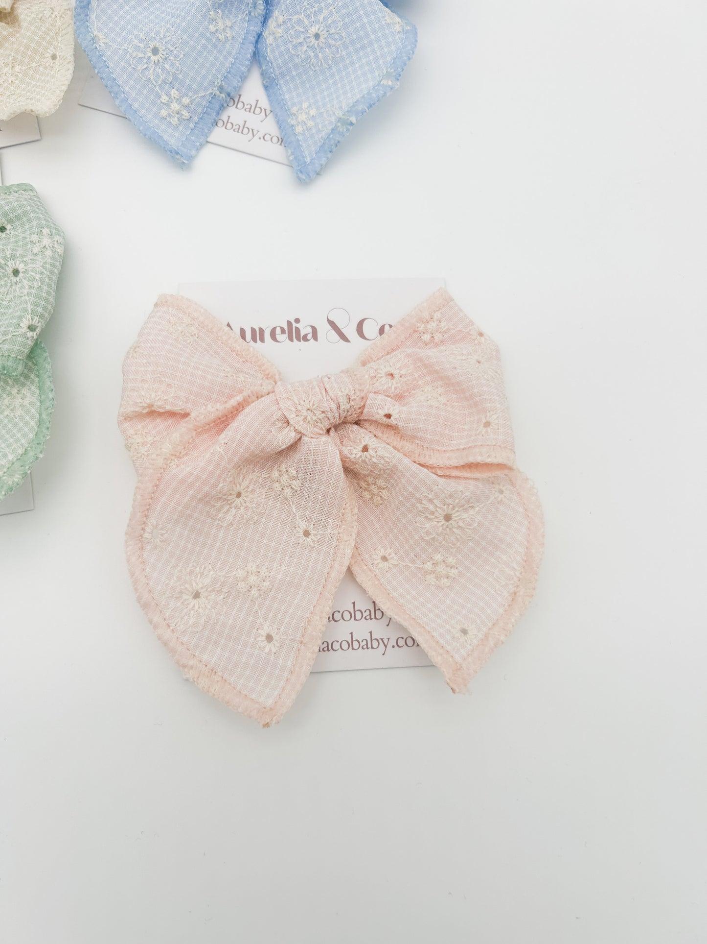 Spring Embroidered Hair Bow