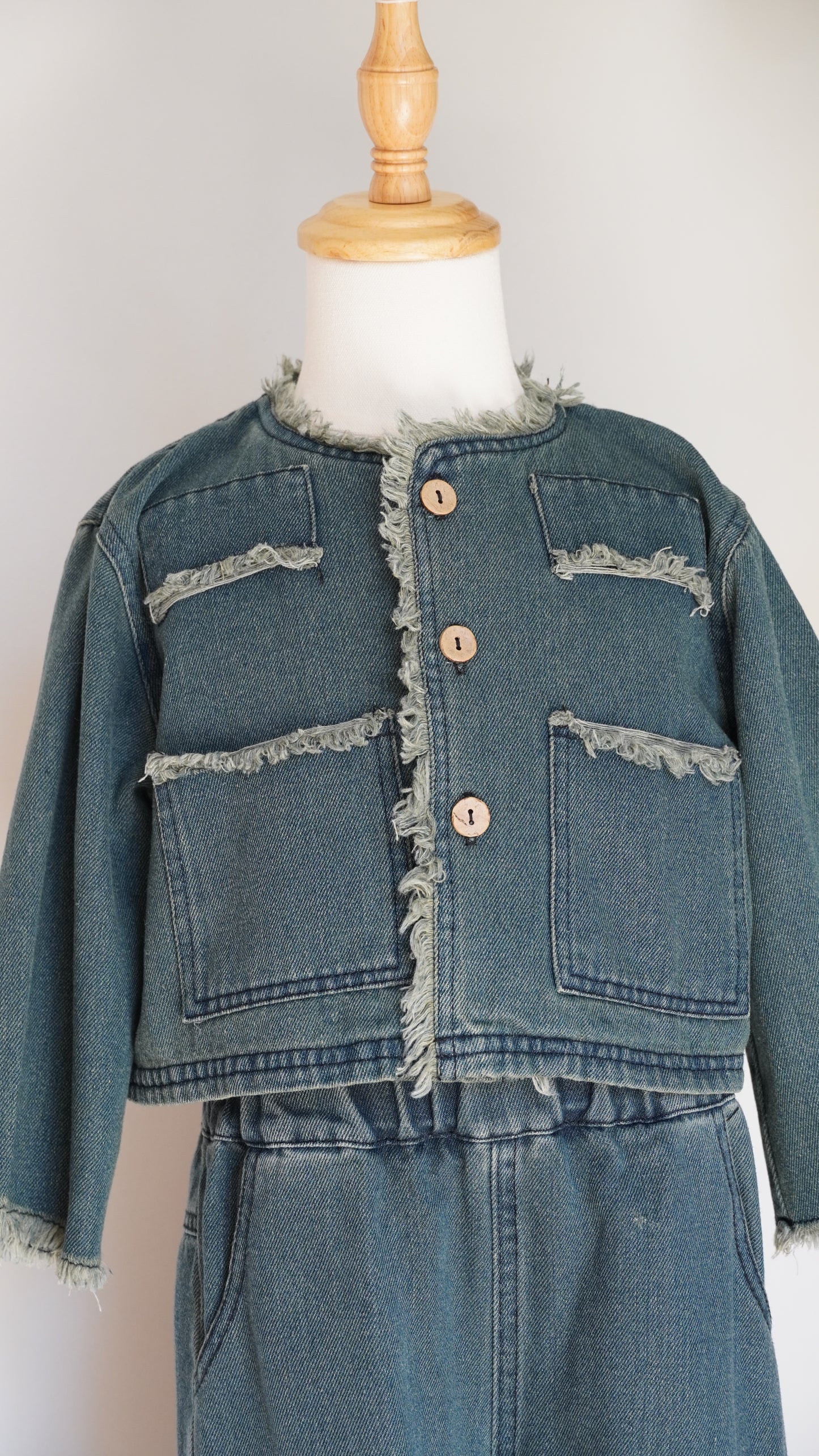 Sage Raw Edge Denim Set