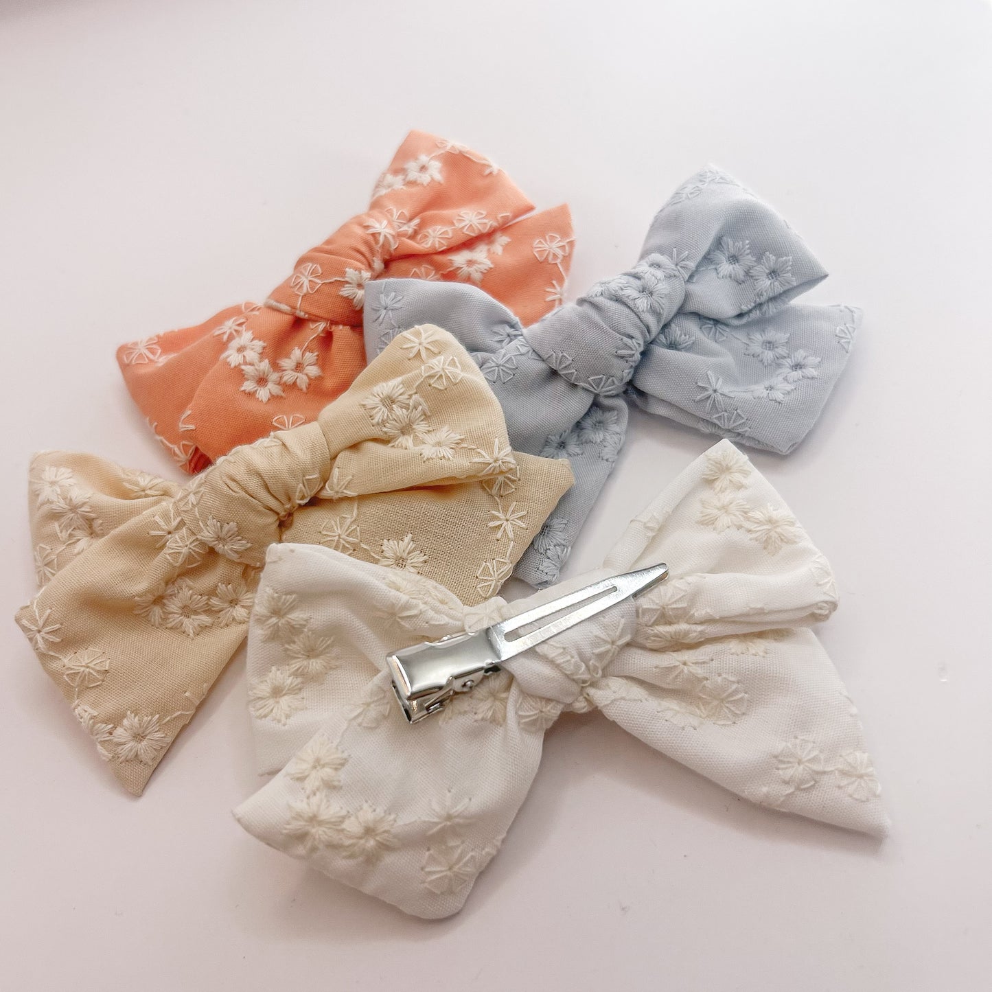 Embroidered Ditsy Floral Bow