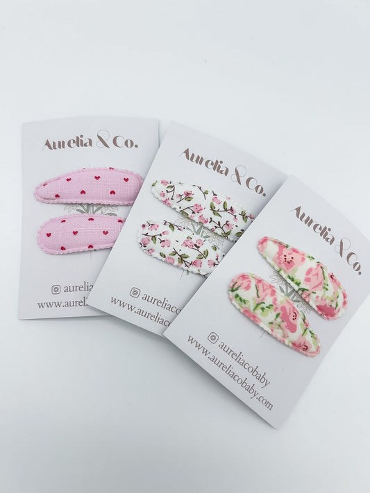 Pink Floral Hair Barrettes