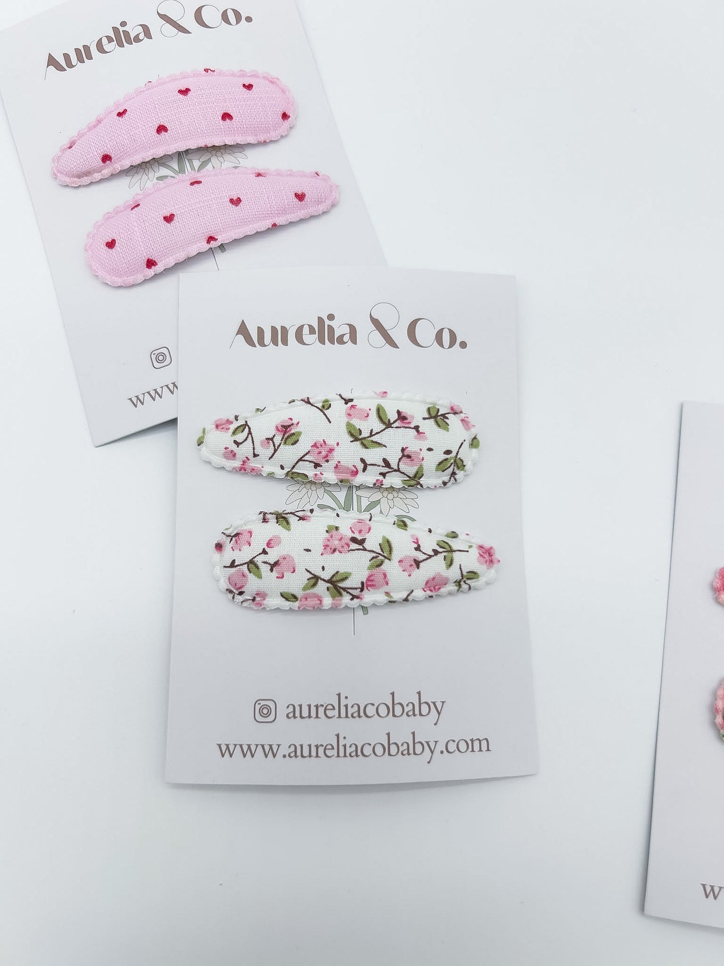 Pink Floral Hair Barrettes
