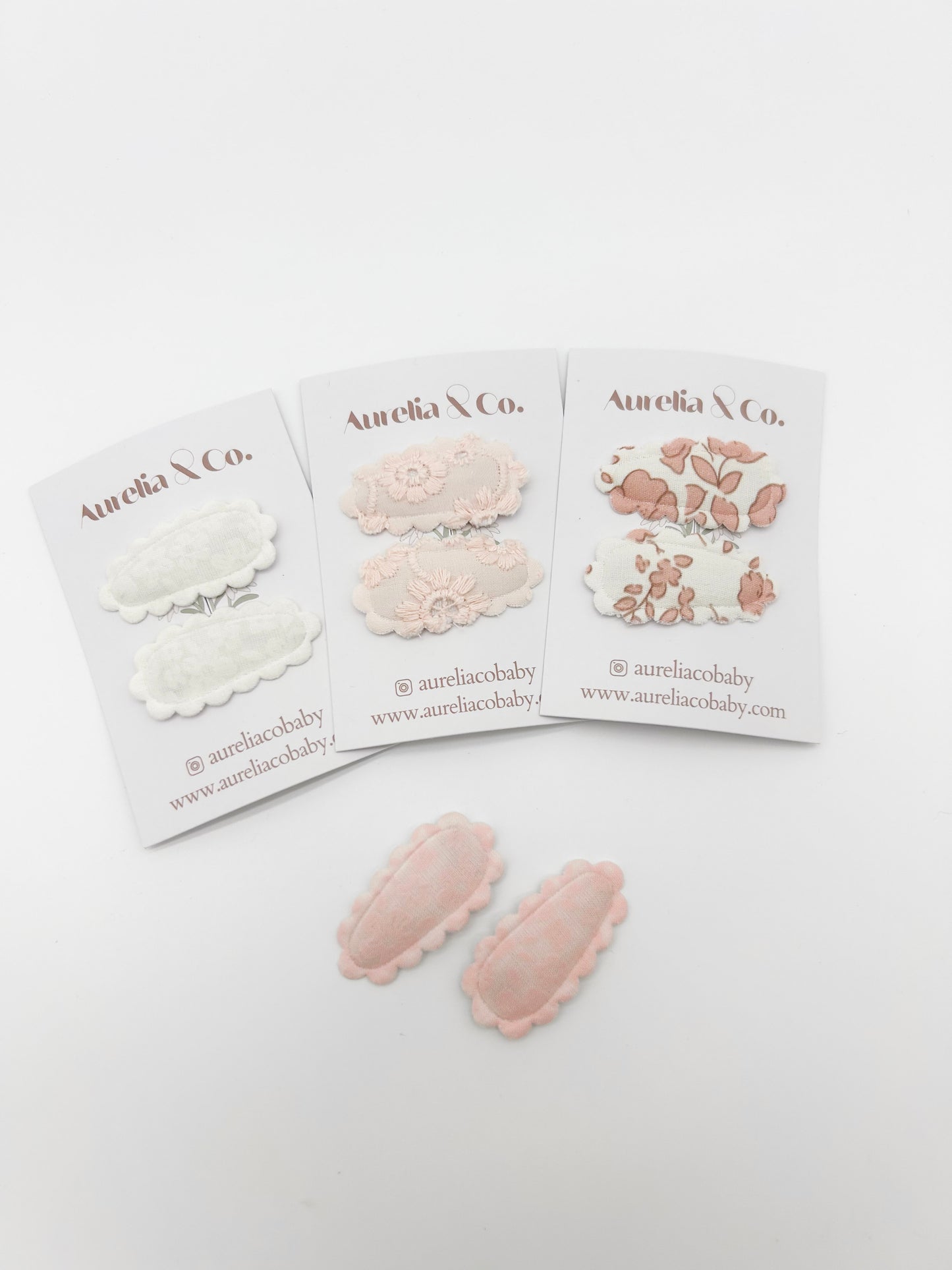 Mini Scalloped Blush Barrettes